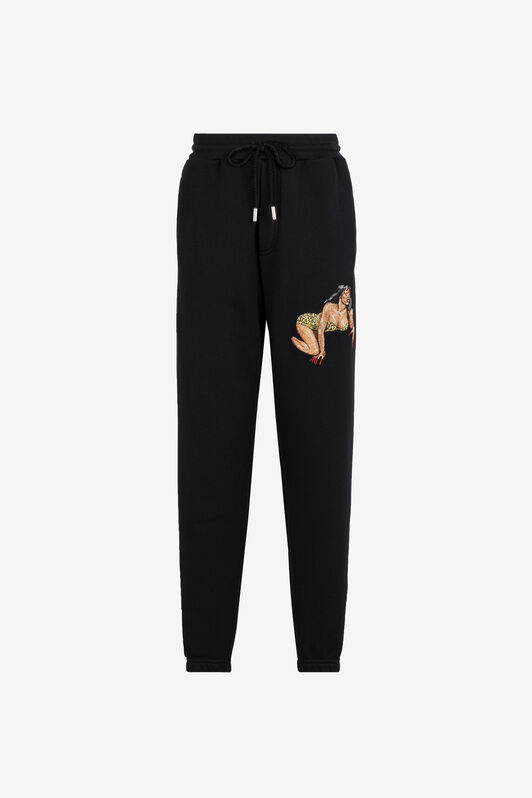 RC Embroidered Cotton Track Pants Black RRT25K-CF050