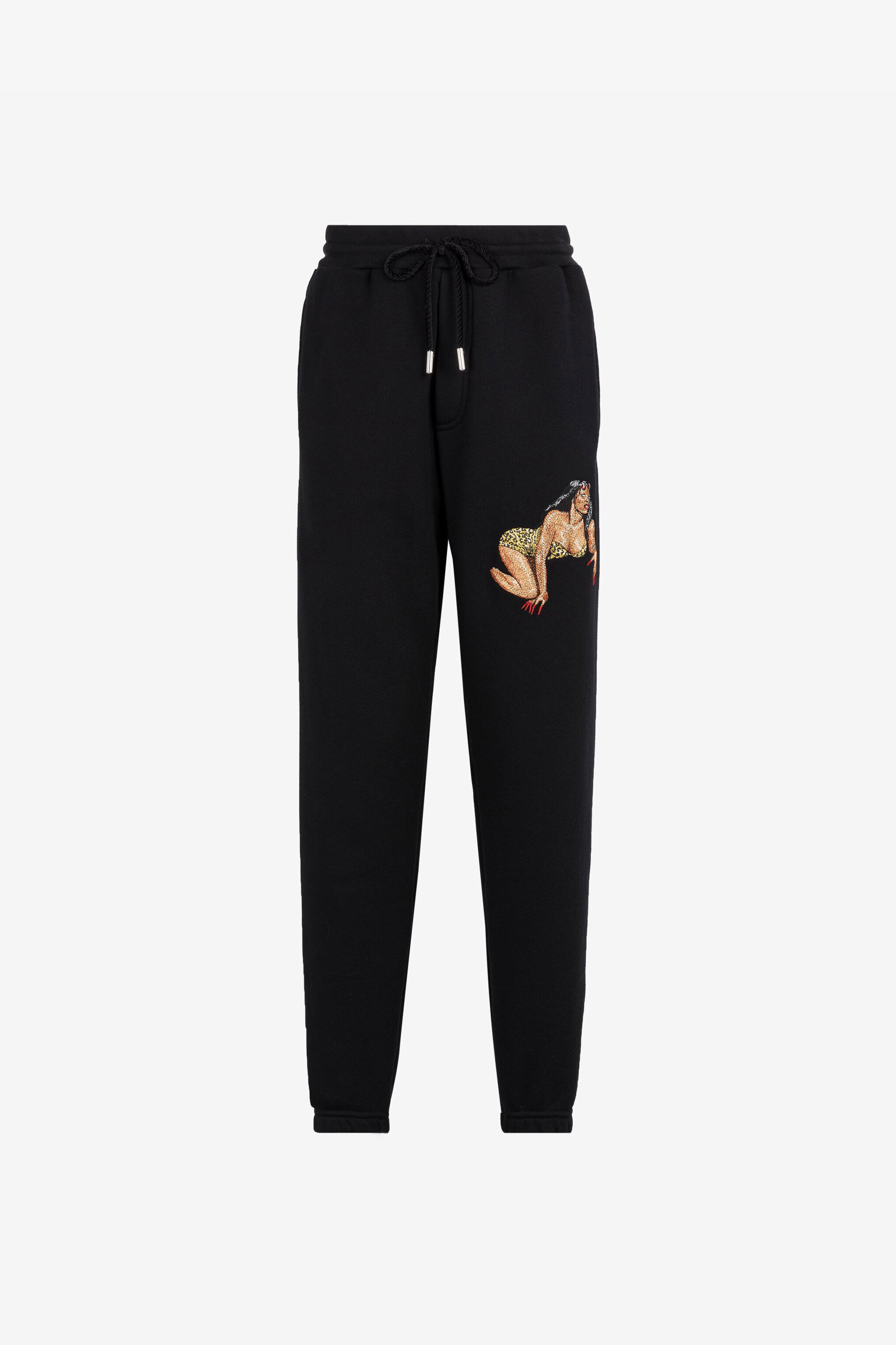 RC Embroidered Cotton Track Pants Black RRT25K-CF050
