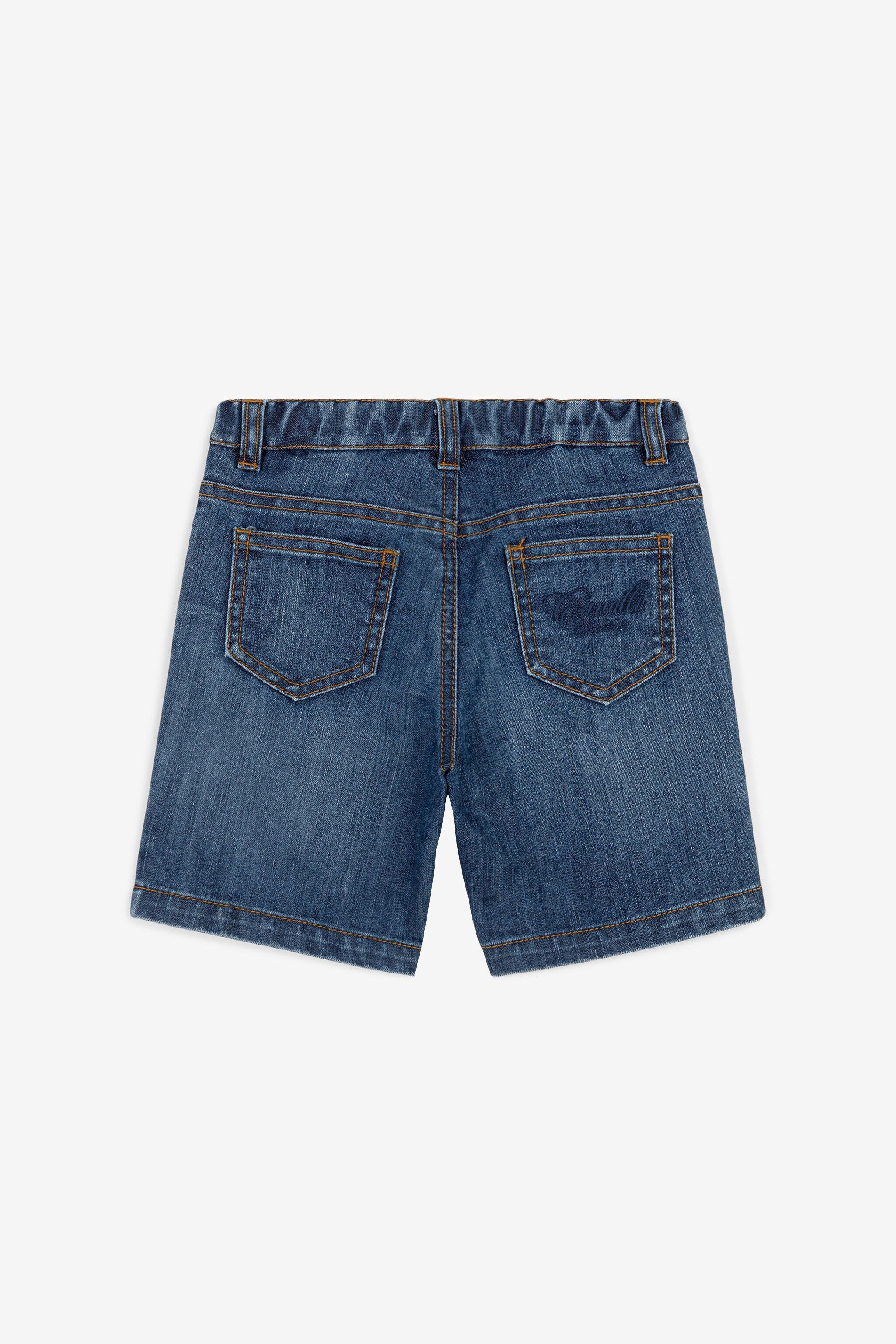 Logo Embroidered Denim Shorts in Dark blue for Boys Roberto Cavalli