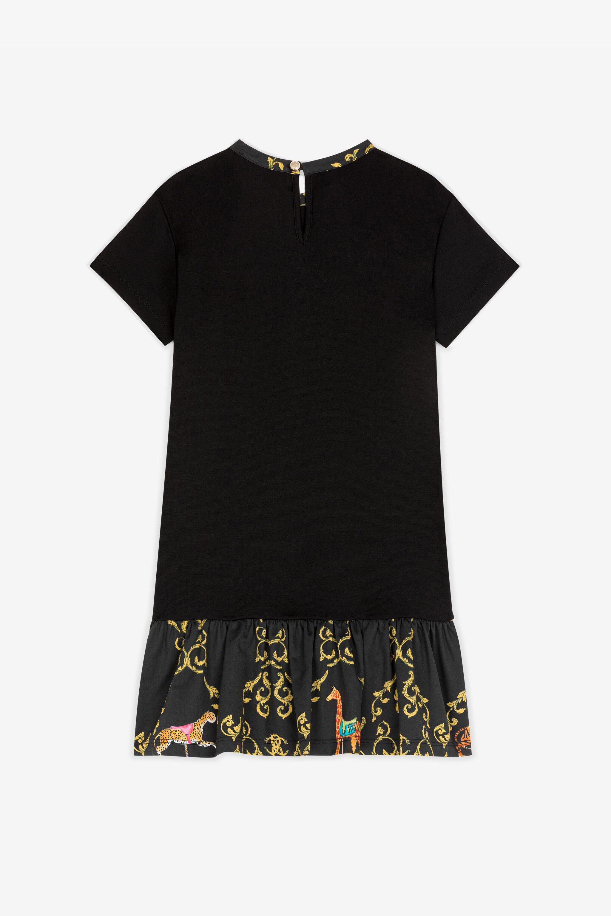 JU T-Shirtkleid mit Rüschensaum Schwarz RJT120-FT001