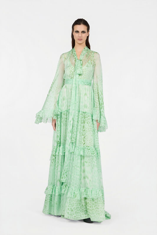 RC Jaguar Mint Print Silk Dress PISTACHIO GREEN XQT133-HNT23