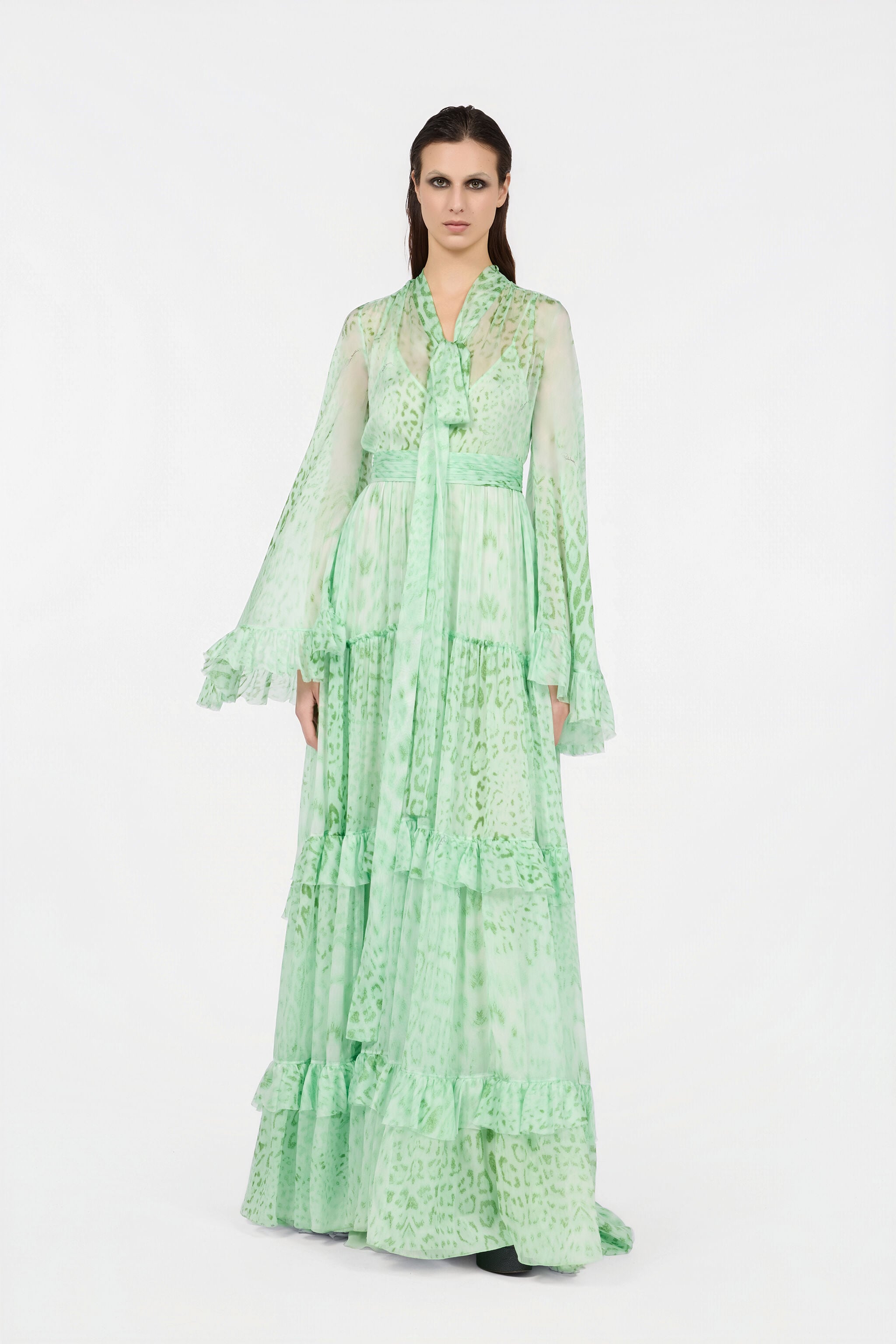 RC Jaguar Mint Print Silk Dress PISTACHIO GREEN XQT133-HNT23