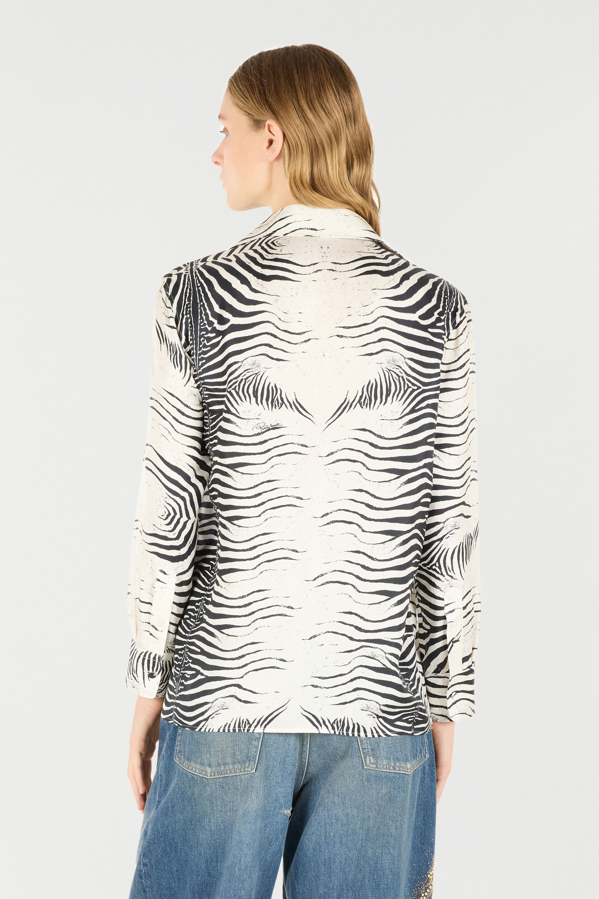RC Zebra-Print Silk Shirt Black/White UKT704-4QN49
