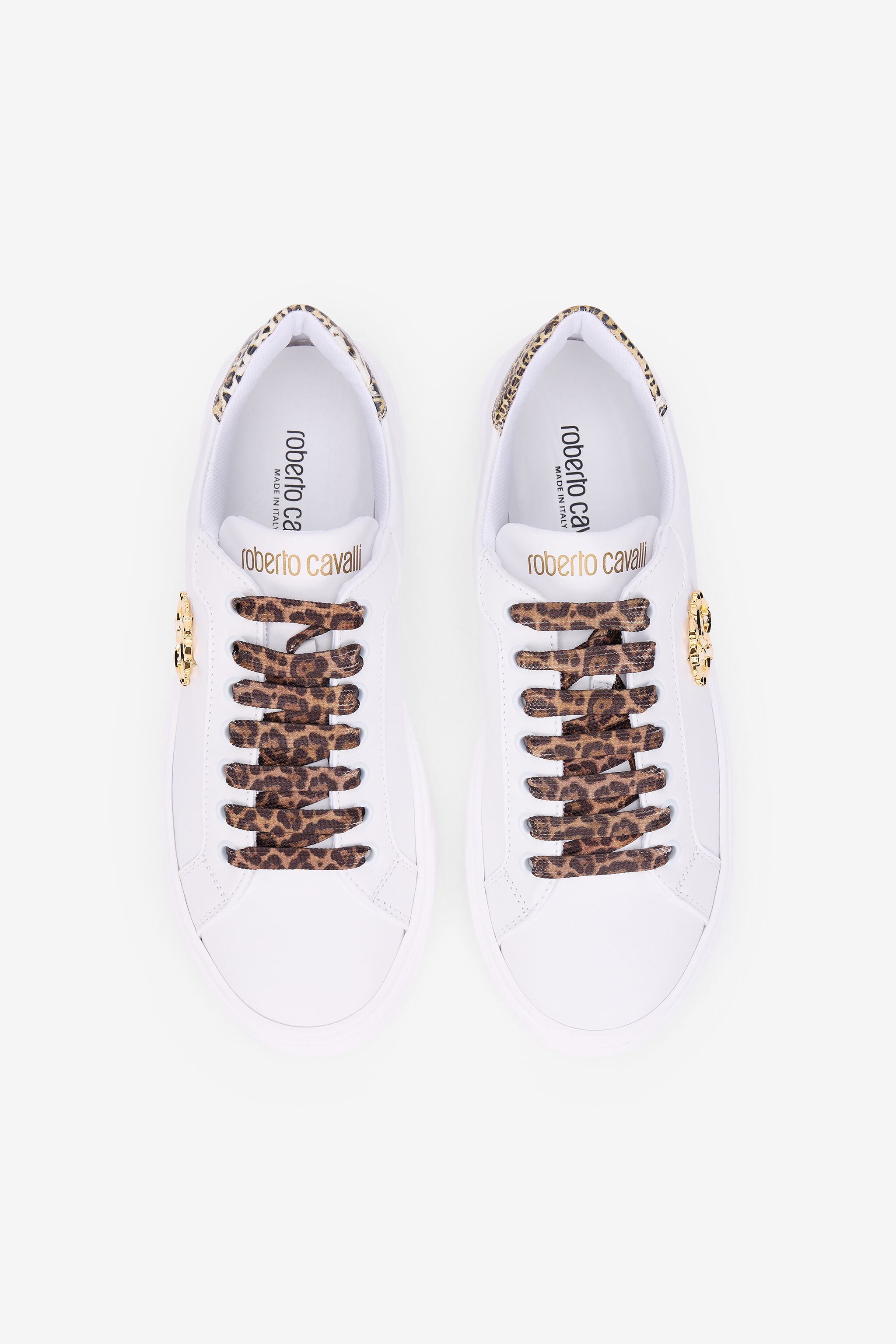 RC Sneaker Bianca Con Stampa Leopardata E Monogram RC WHITE QOS01J-PZO13