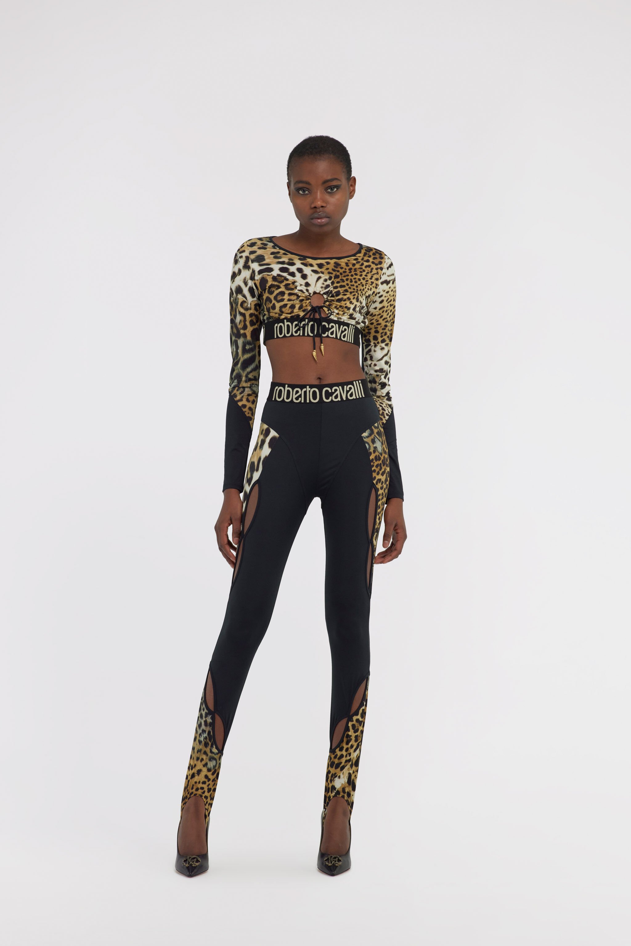 RC Crop top with Jaguar Skin print Light Brown SKT65A-LNG34
