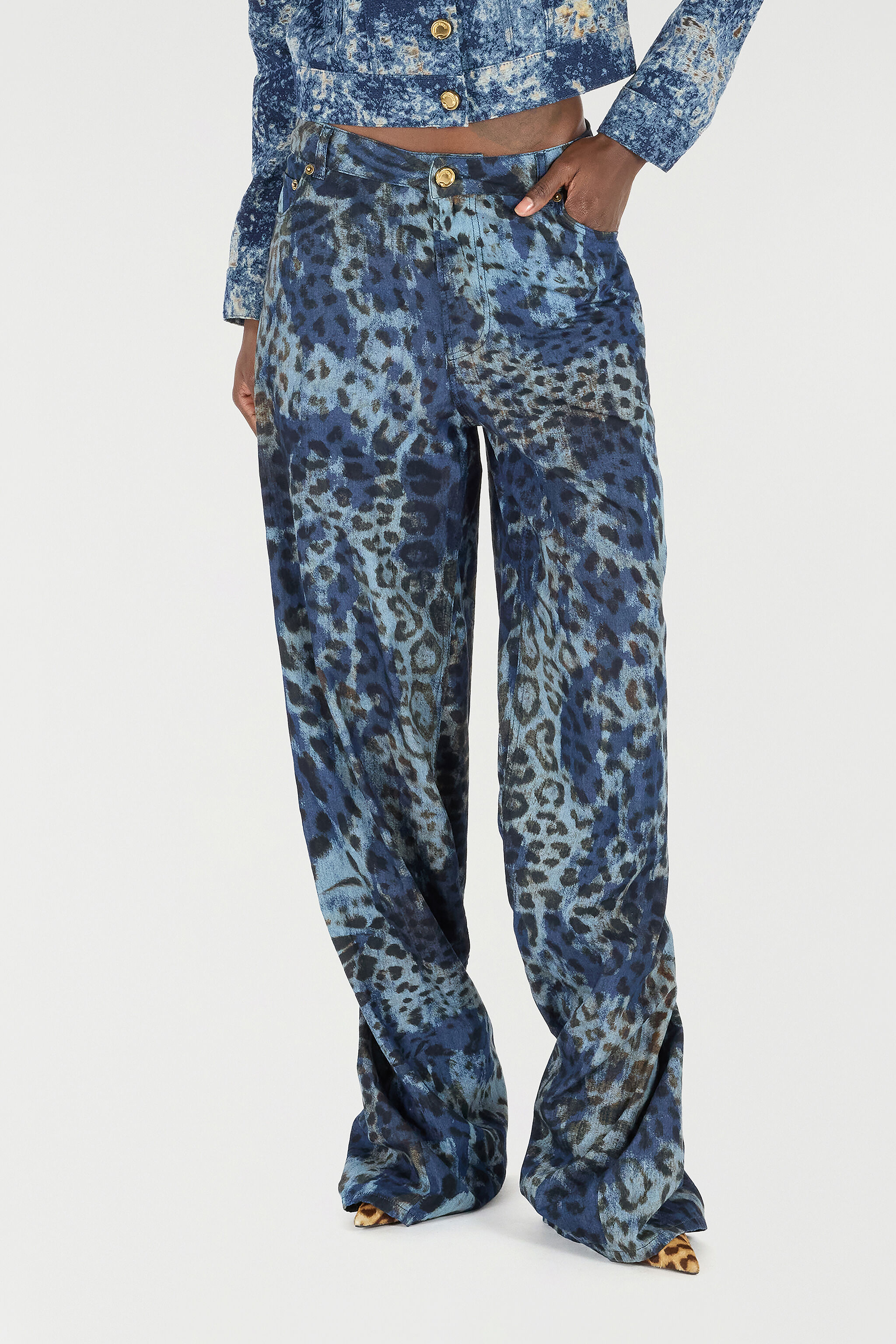 RC Jeans with Jaguar Skin Print BLU/CELESTE/MARRONE VKJ207-VT010