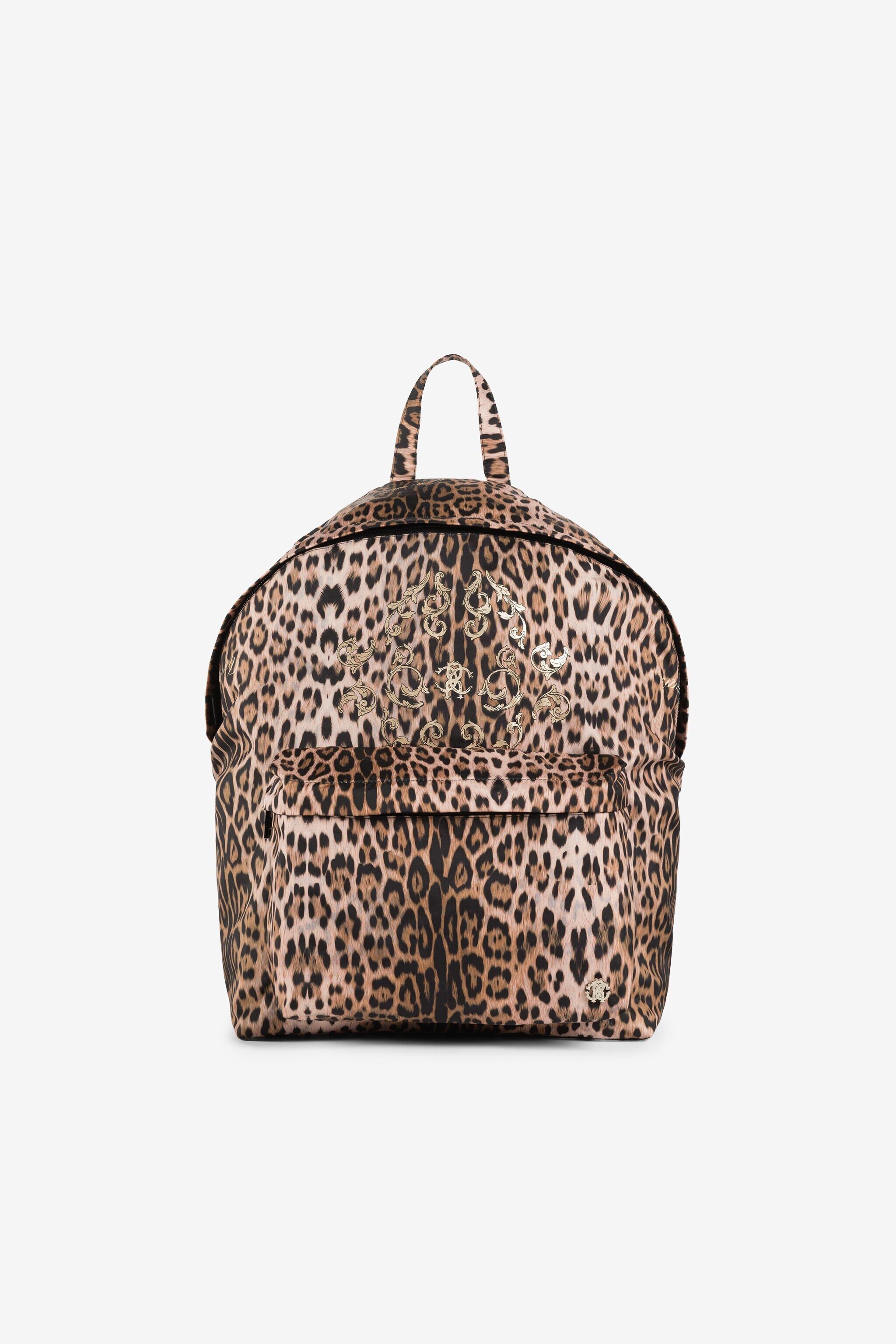 JU Zaino con stampa Leopard Marrone chiaro QJB001-5RF65
