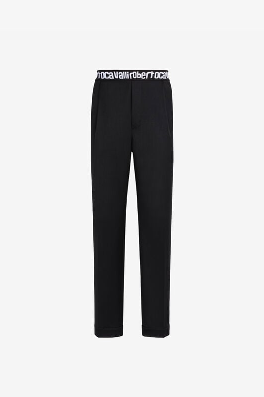 RC Logo-Waistband Tailored Wool Trousers Black RRT230-VW020