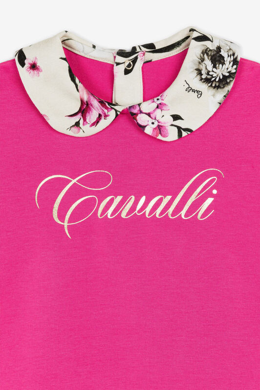 JU Flower-Print Logo Top Fuchsia OJT659-ISA2J
