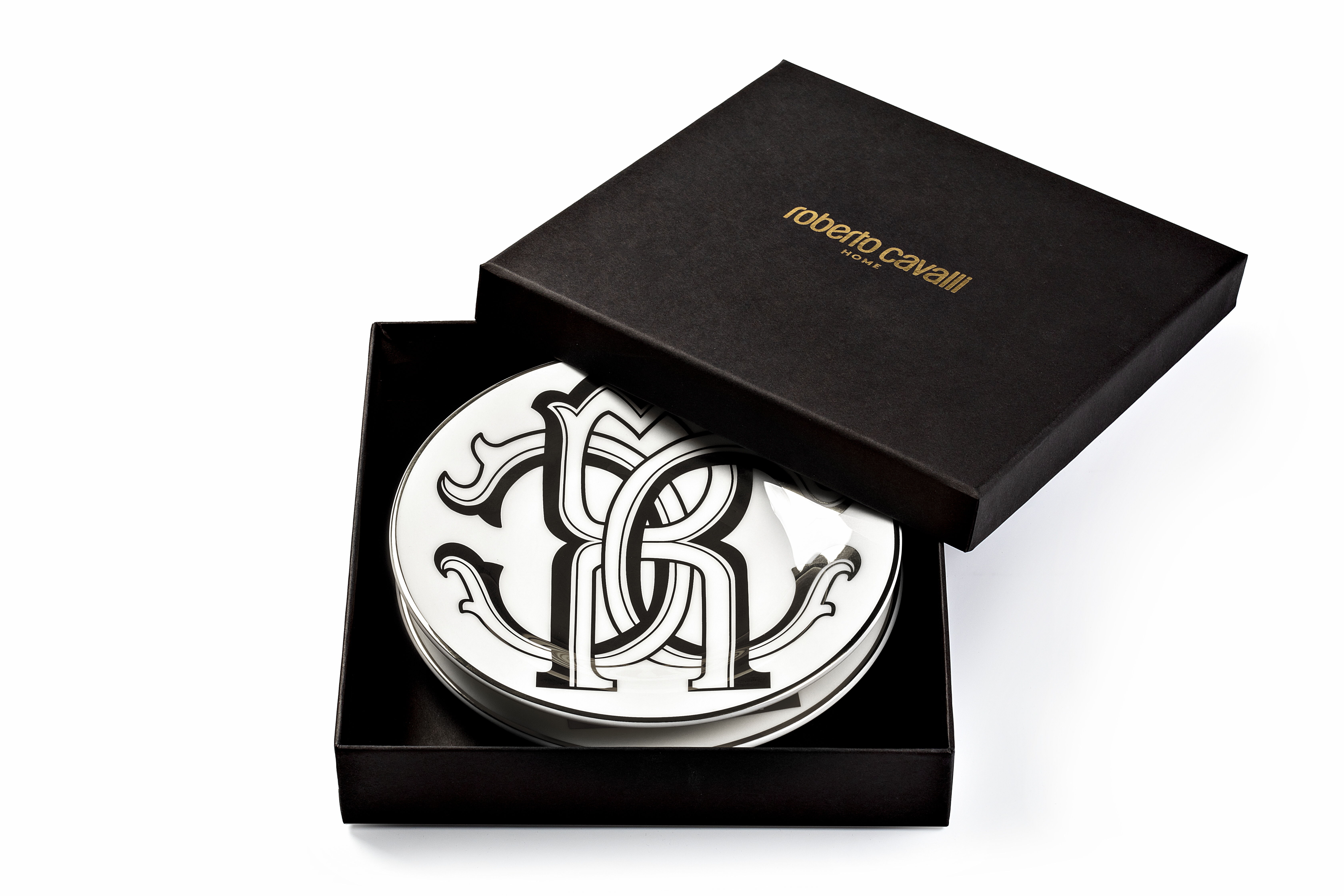 HO Monogram Black 2 Bread Plates Set Black RALA29-IA034