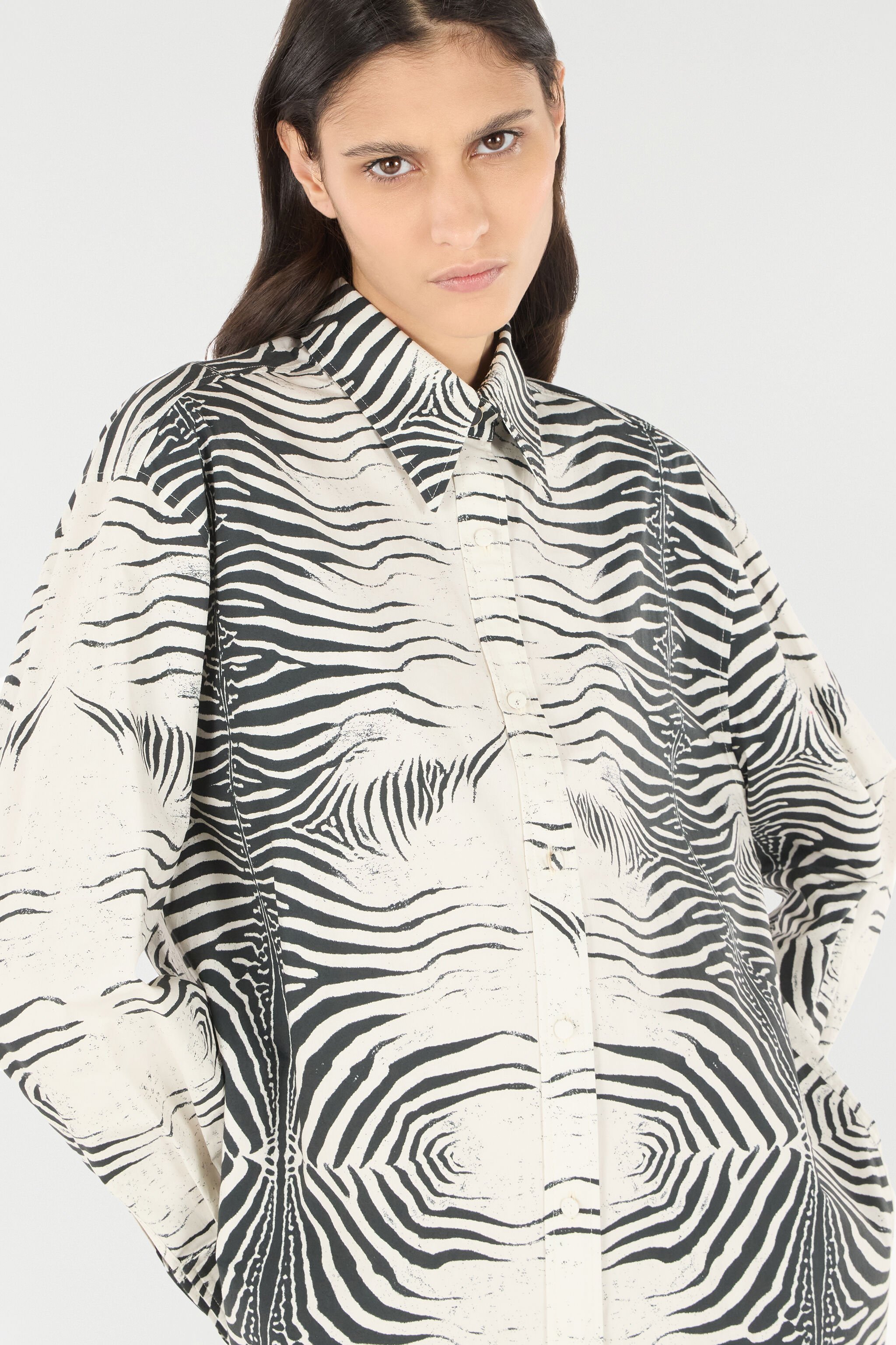 RC Chemise Longue À Imprimé Zèbre Noir/Blanc UKT162-3AN49