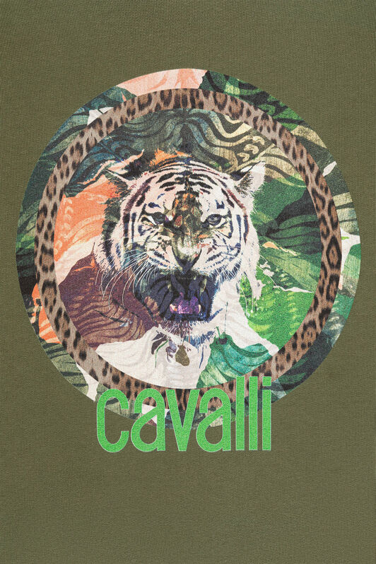 JU Felpa con stampa Tiger Verde RJT917-CF050
