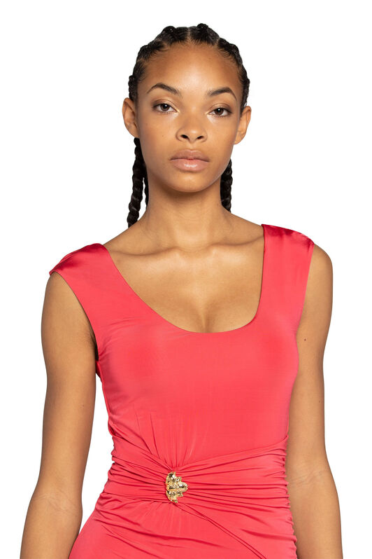 RC Ruched Dress Red FST101-JT003