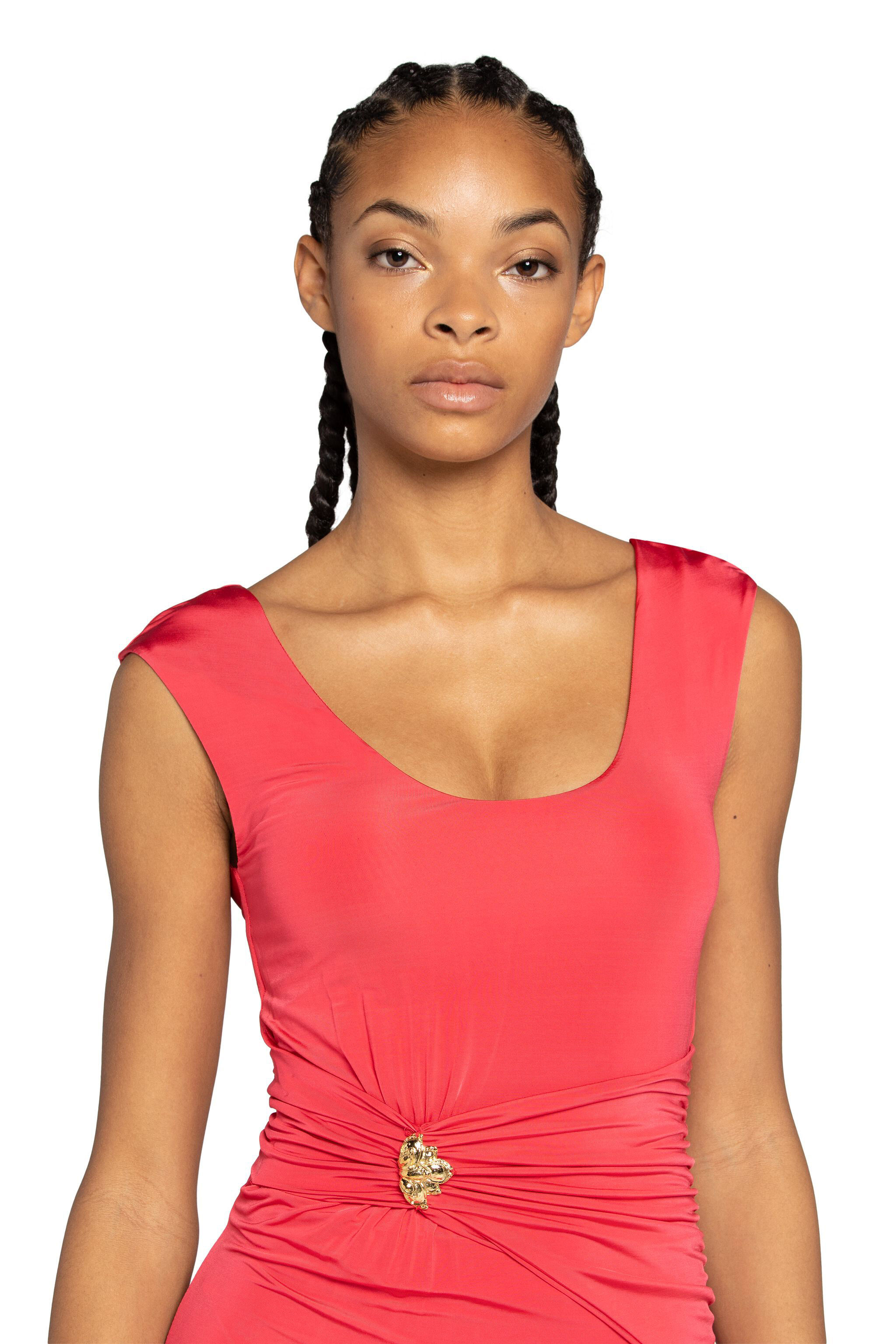 RC Ruched Dress Red FST101-JT003