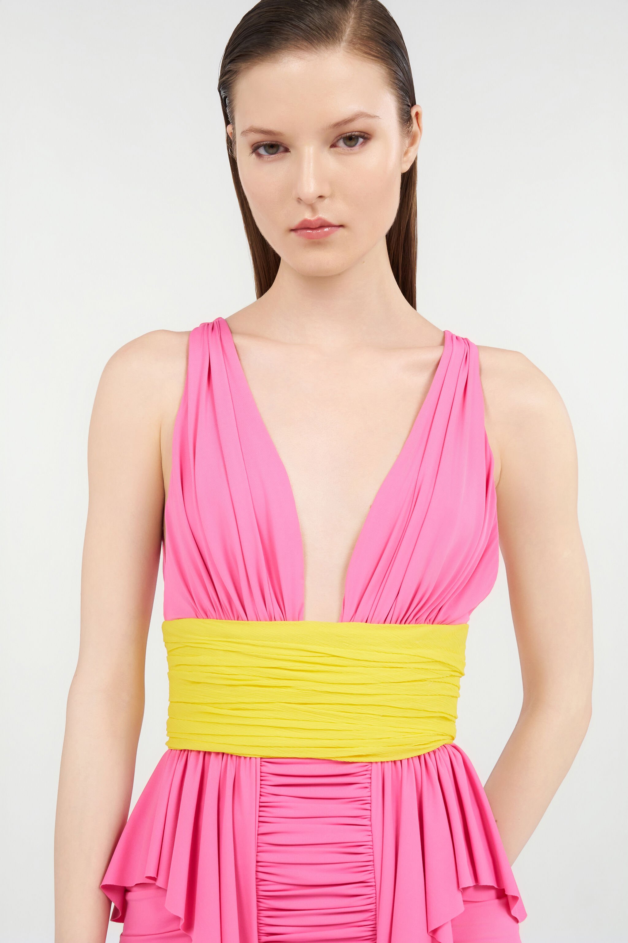 RC Two-Tone Draped Dress PINK WQT118-LL006