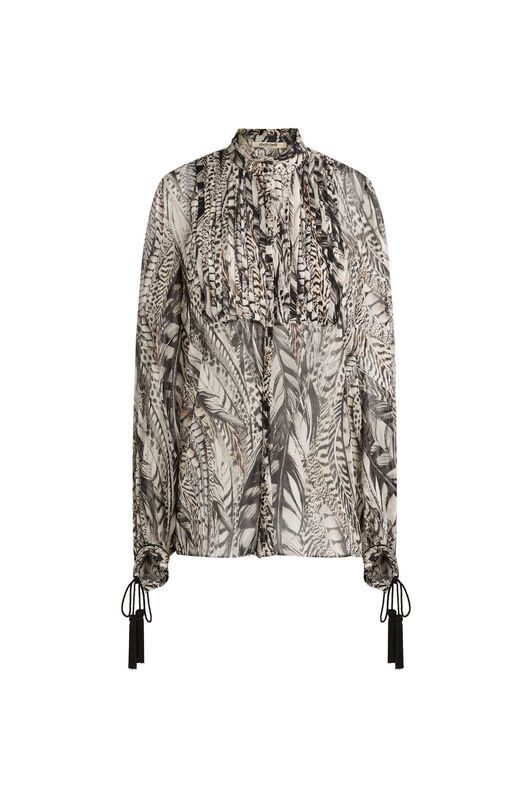 RC Feather-print long-sleeve shirt Gray MQT702-GFA38