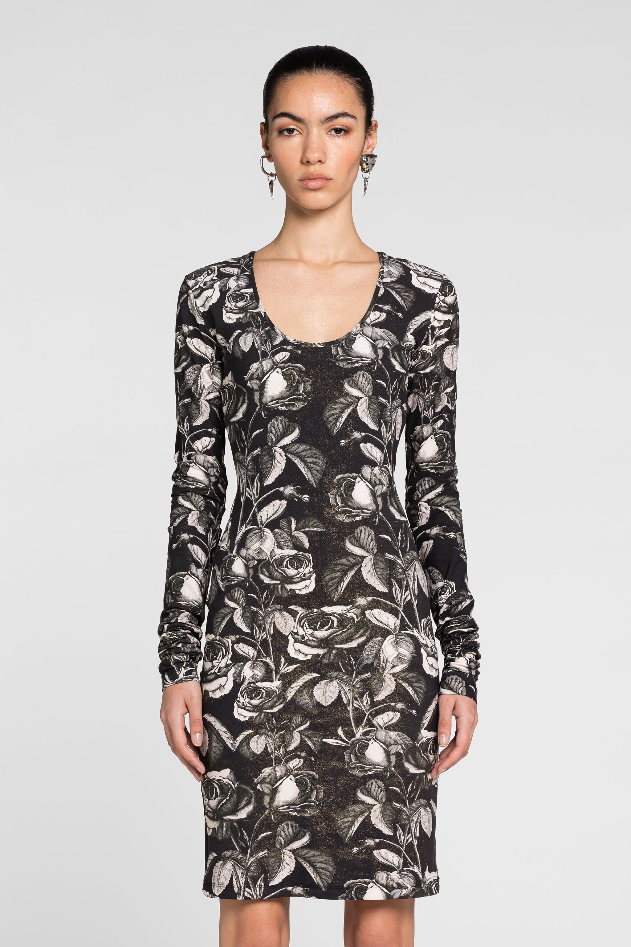 RC Rose-Print Dress SILVER/BLACK PQT10B-LNF03