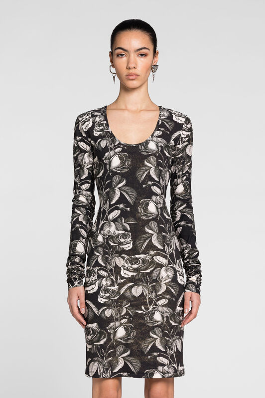 RC Rose-Print Dress RC Rose-Print Dress SILVER/BLACK PQT10B-LNF03