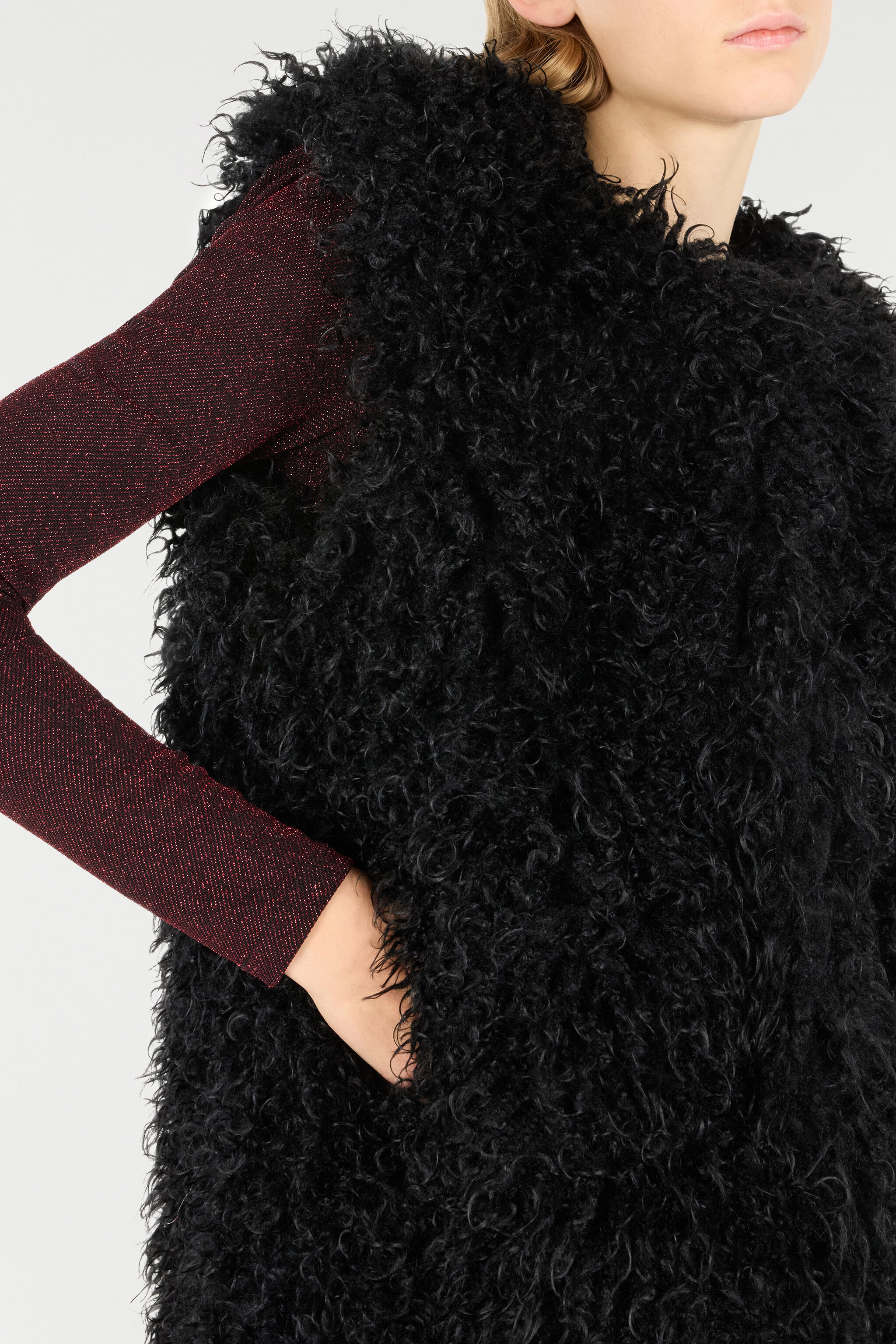 JC Sleeveless Faux Fur Top Black TFT155-TF222