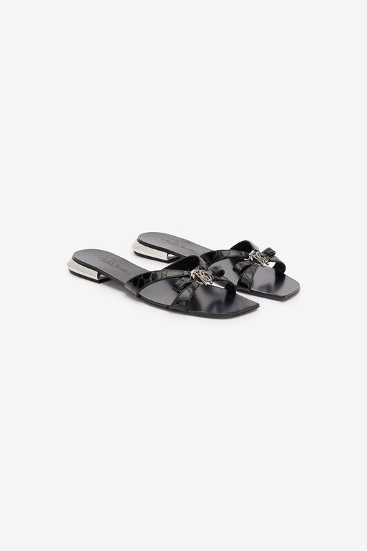 RC Low Sandals With Mirror Snake Monogram Black UKS008-PZV97