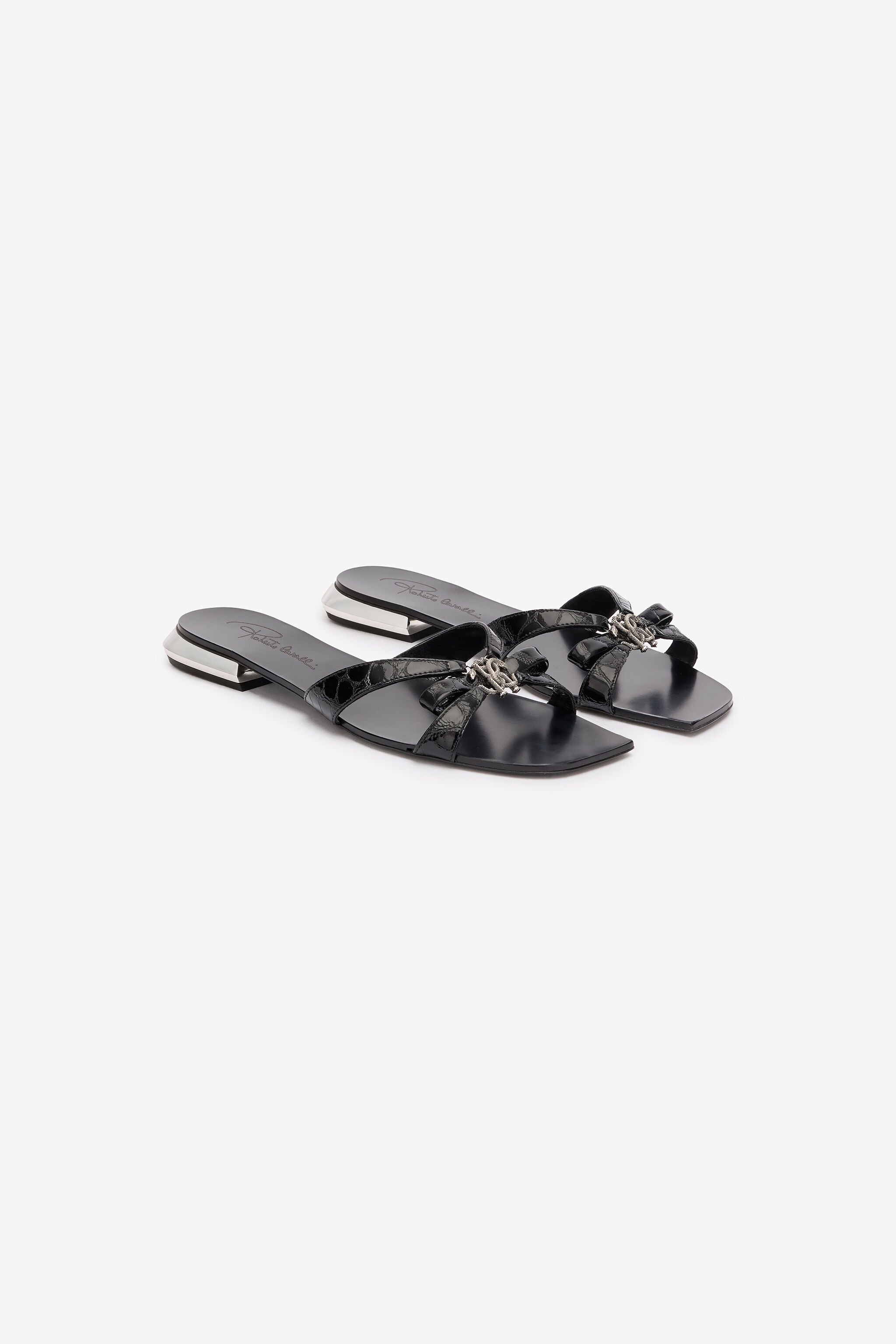 RC Low Sandals With Mirror Snake Monogram Black UKS008-PZV97