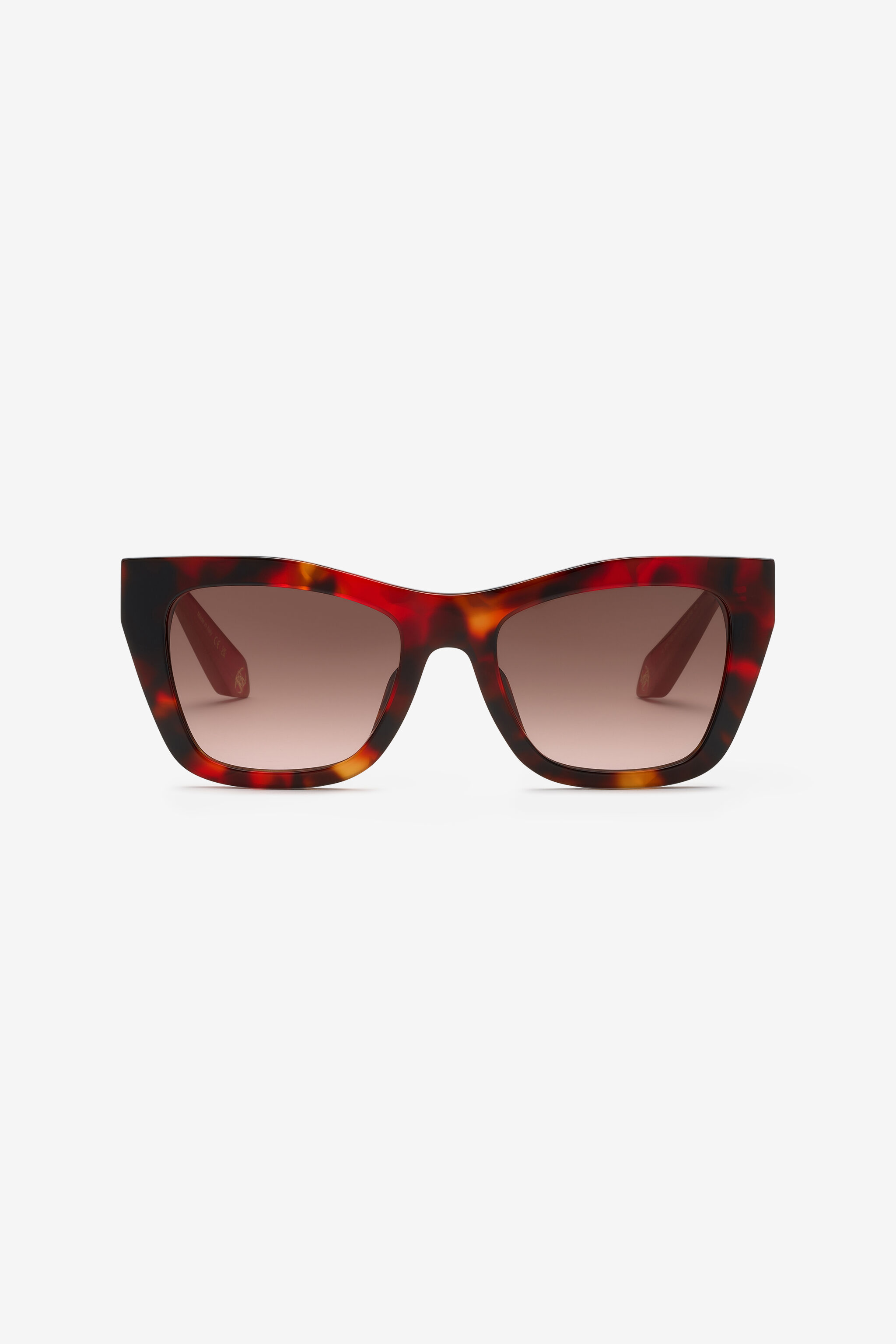 RC Geometrische Sonnenbrille mit Bügeln im Skaleneffekt SHINY RED HAVANA UALD13-ID208