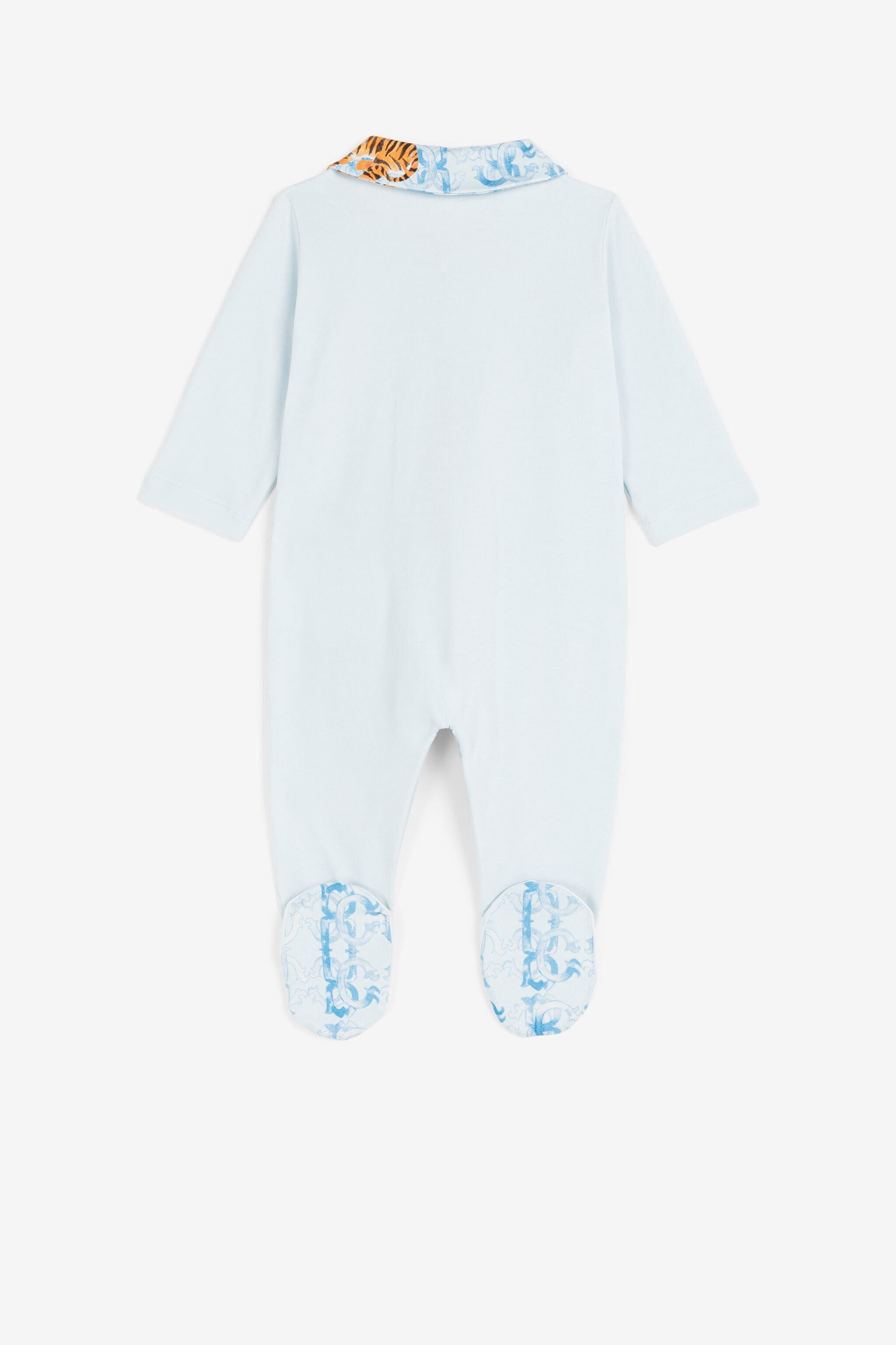 JU Tiger-motif monogram babygrow set Light blue QJT893-JV025