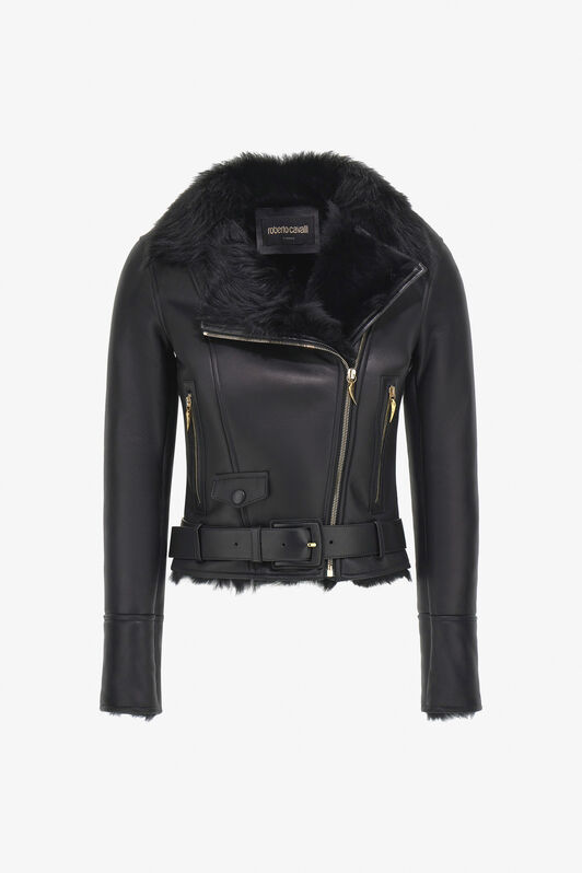 RC Shearling Biker Jacket Black TKP801-ZC002