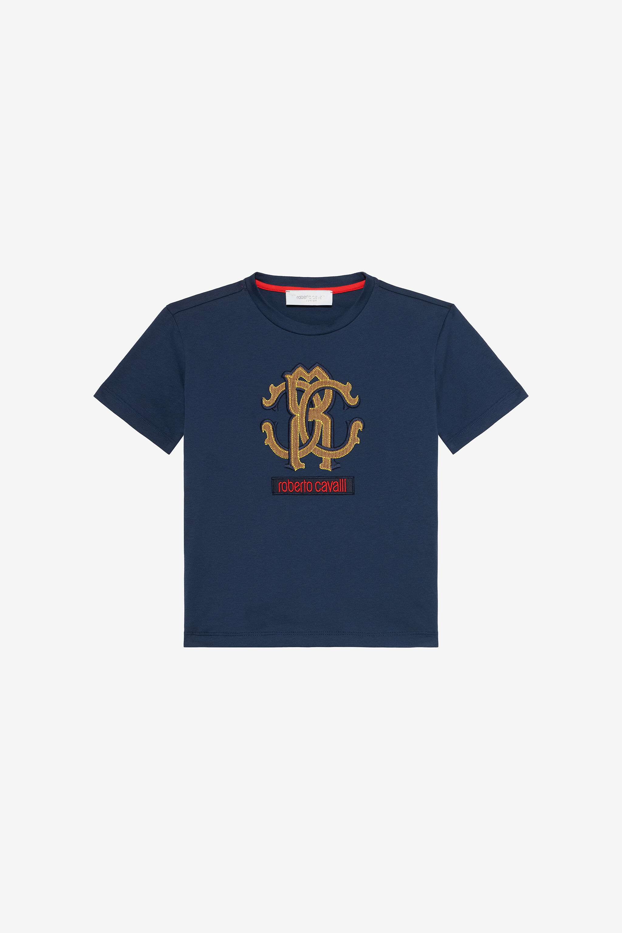 JU Blue T-Shirt with RC Monogram and Logo NAVY VJT60G-JD001