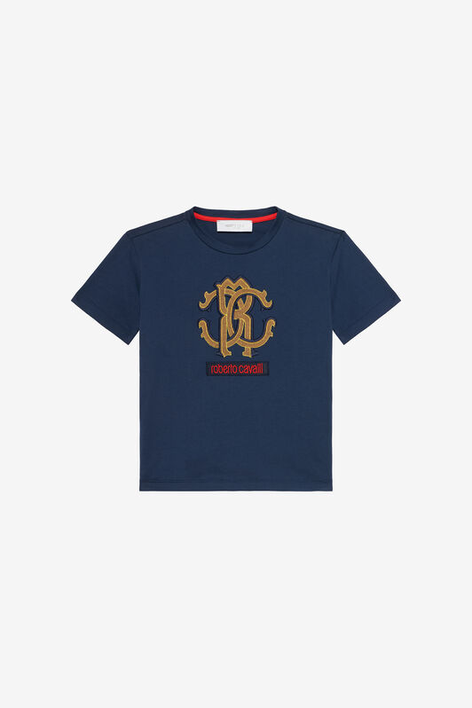 JU T-Shirt Blu Con Monogram RC E Logo JU T-Shirt Blu Con Monogram RC E Logo NAVY VJT60G-JD001