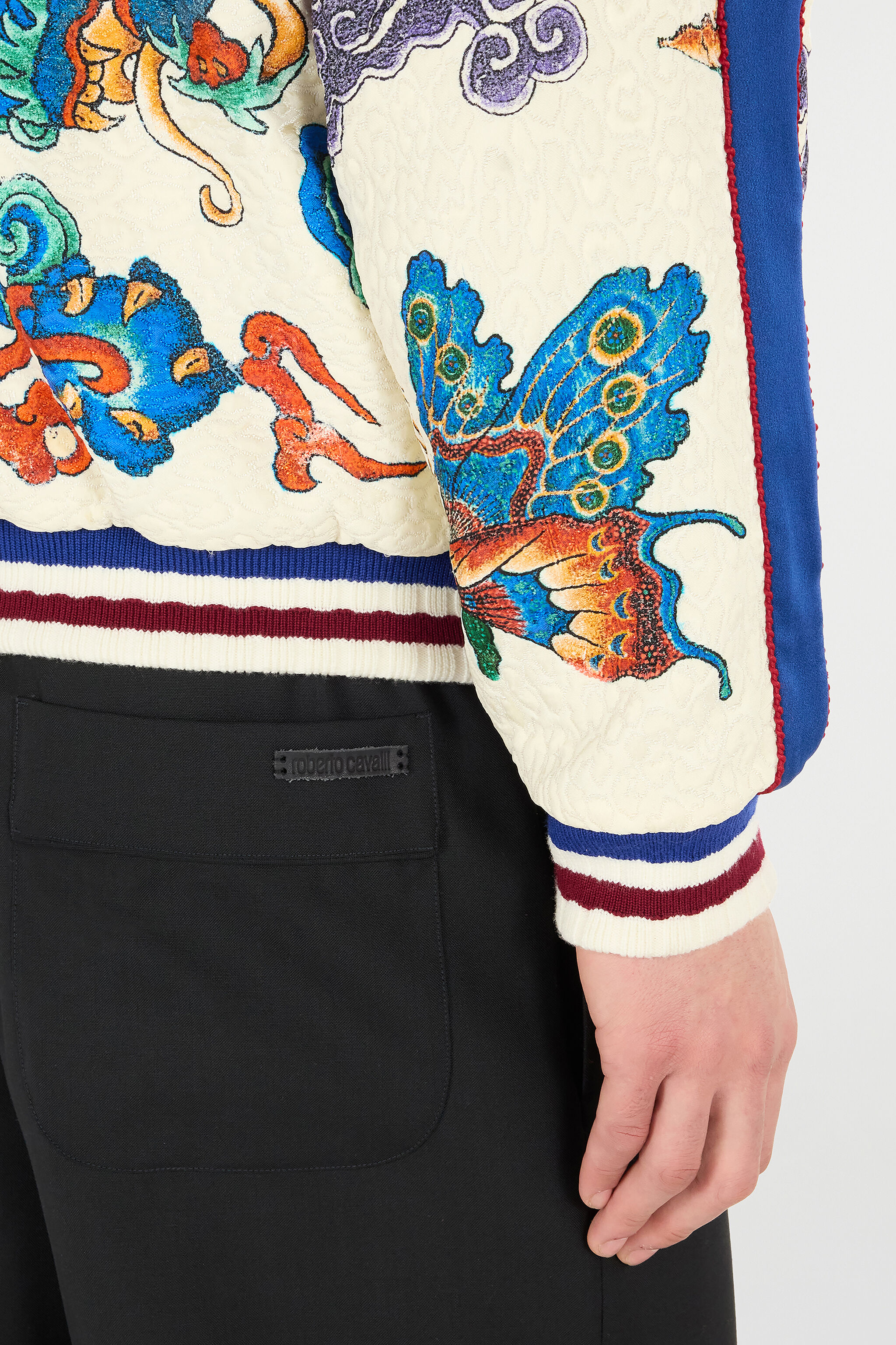 RC Bomber Jacket with Dragon, Flowers and Butterflies IVORY MULTICOLOR VRT465-FY104