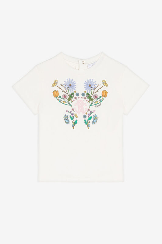 JU Flower And RC Monogram-Print Cotton T-Shirt JU Flower And RC Monogram-Print Cotton T-Shirt White RJT60G-JD001