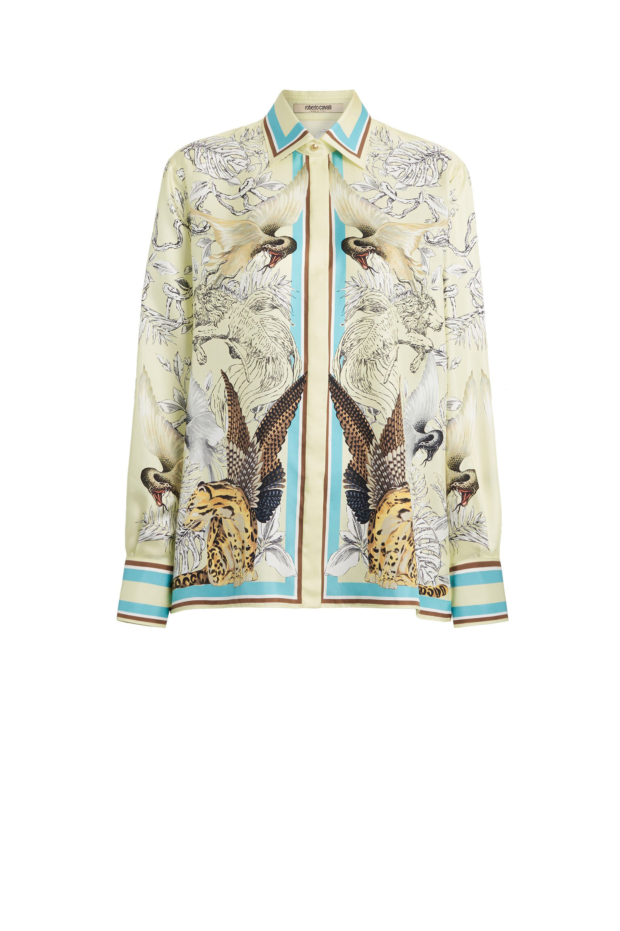 RC Camicia in seta con stampa Hybrid Animals BUTTERMILK KQT704-2NU28