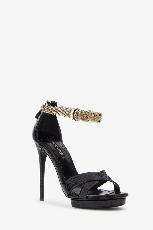 RC Sandali platform con pantere gioiello Nero SKS132-PA001