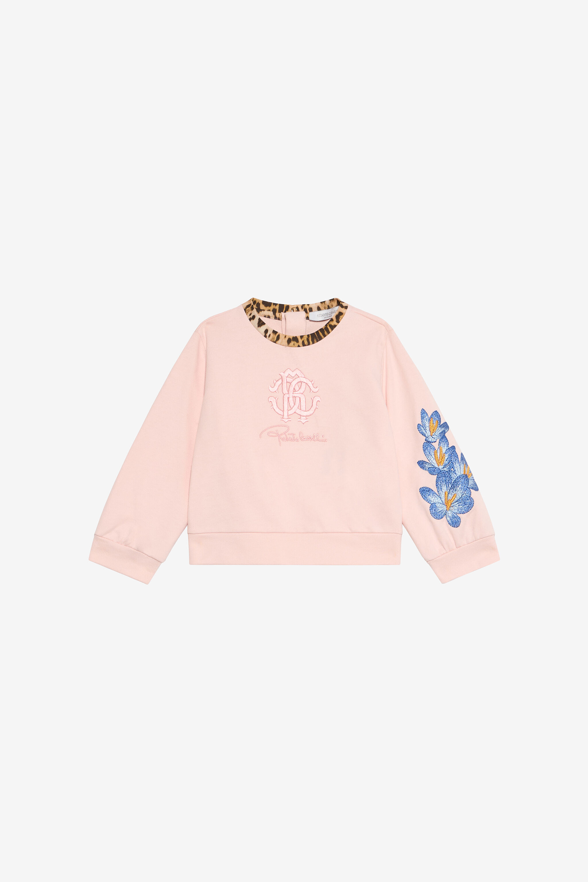 JU Baby Pink Sweatshirt with Embroidered Flowers BABY ROSE VJT662-CF050