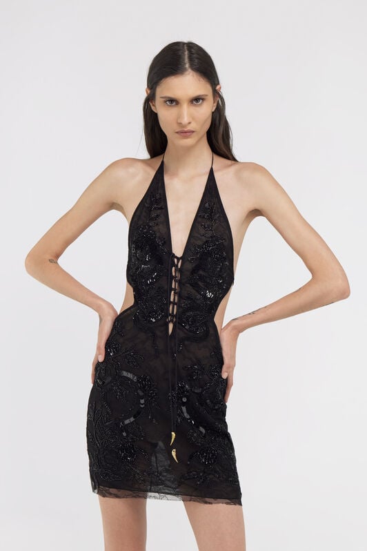 RC Embroidered dress Black SKR190-RT002