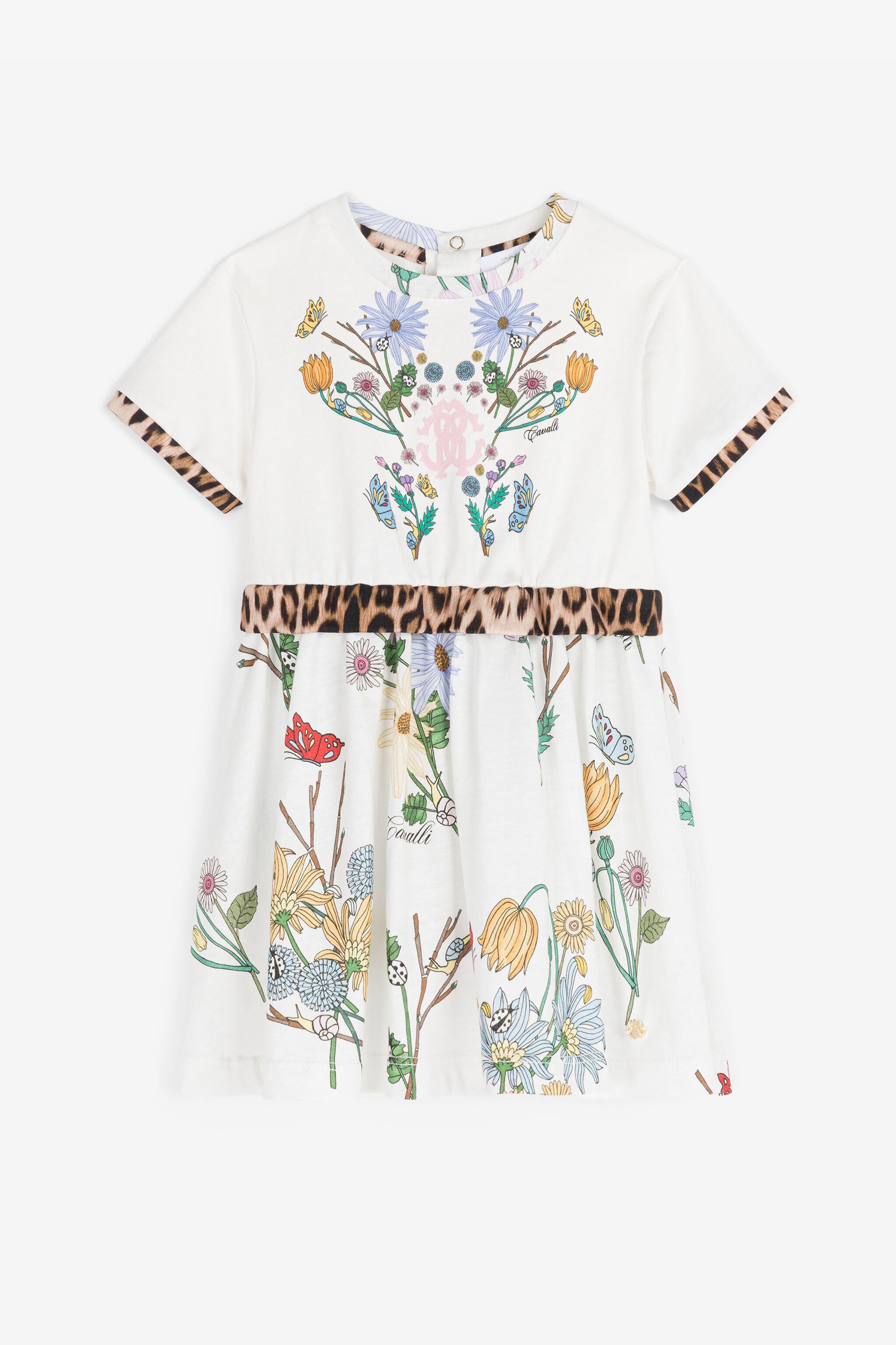 JU Floral And Leopard-Print Cotton Dress White RJT10G-JD001