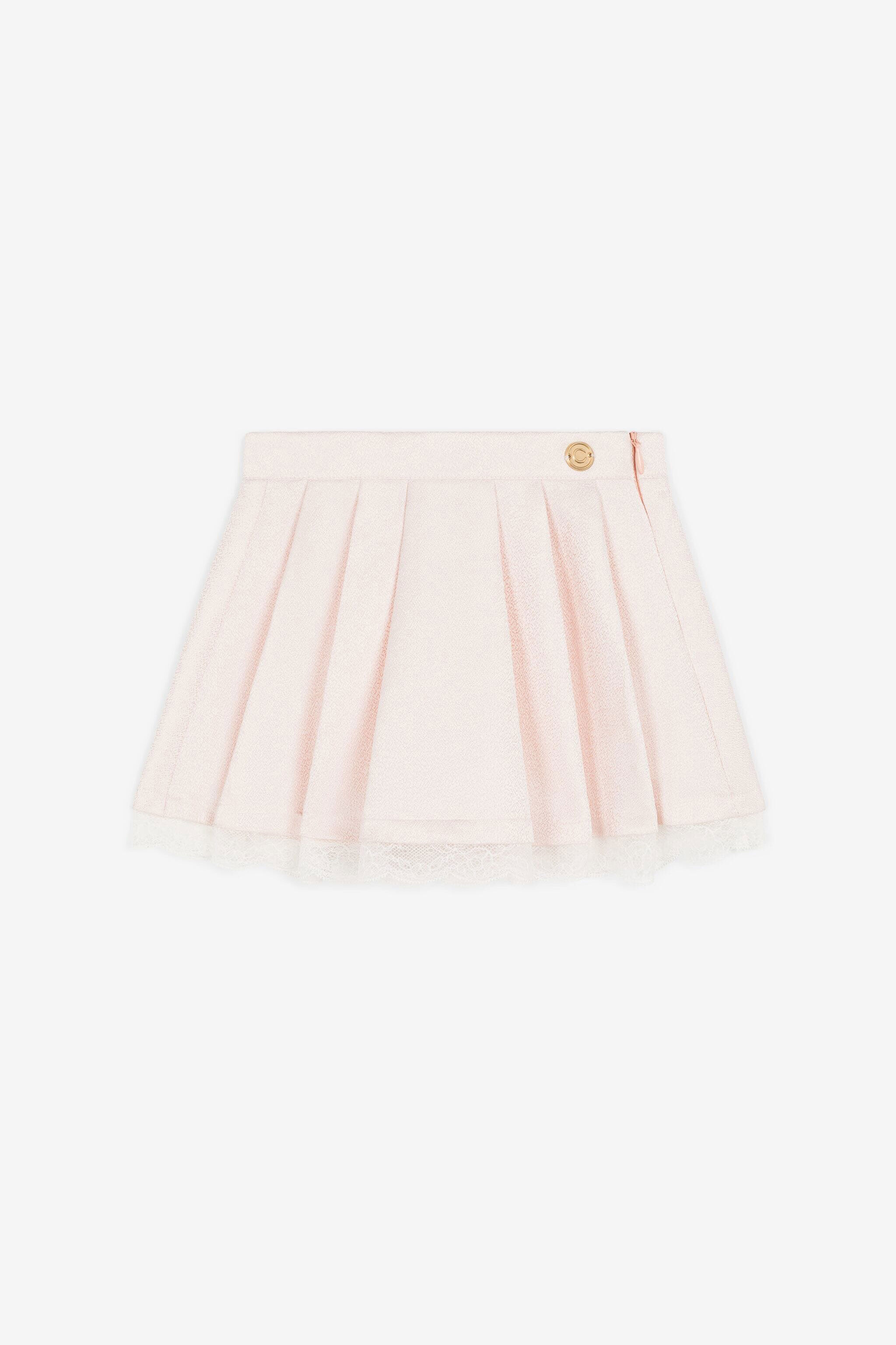 Pleated pink lace skirt top