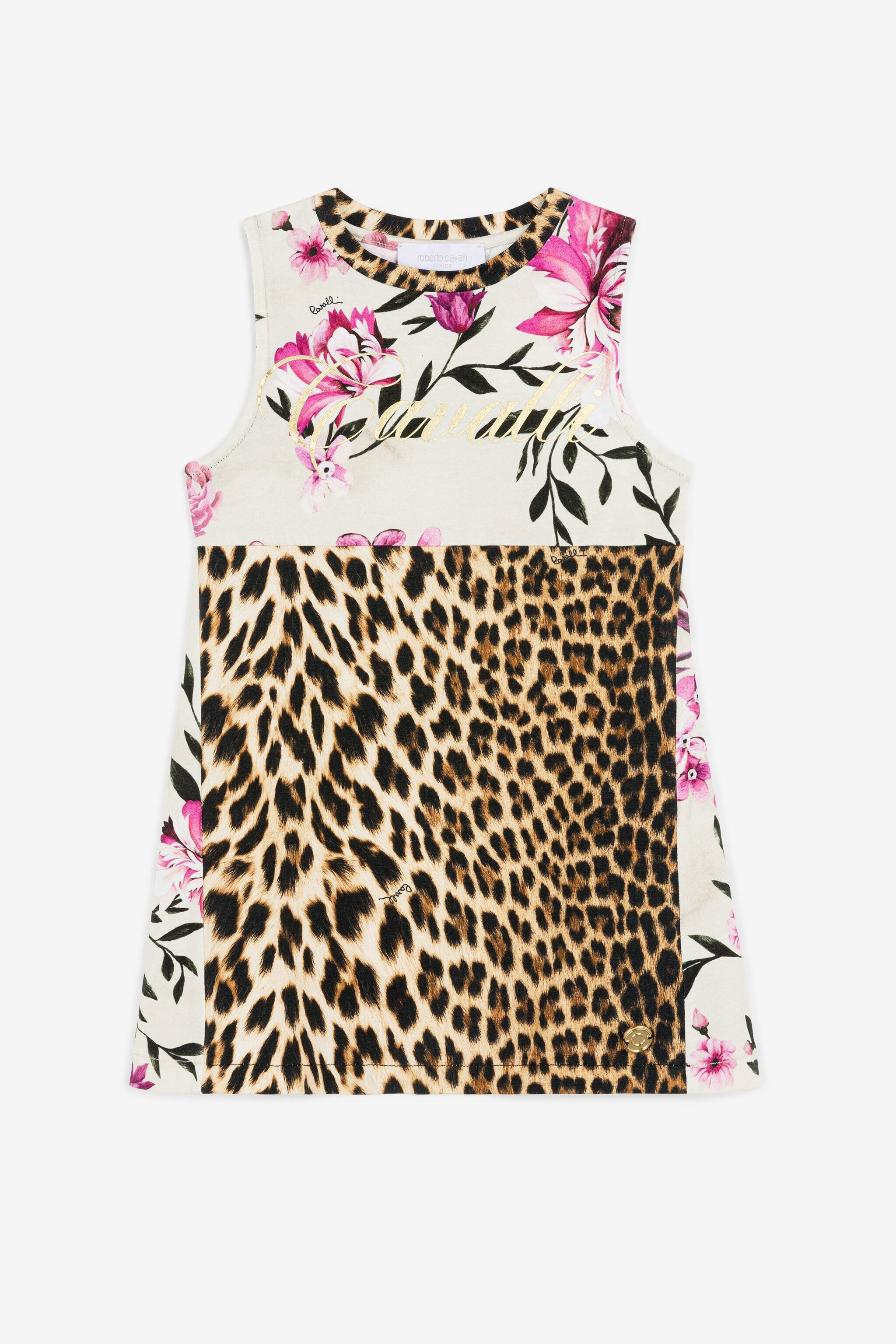 JU Flower And Leopard-Print Dress Pink OJT163-ISA2J
