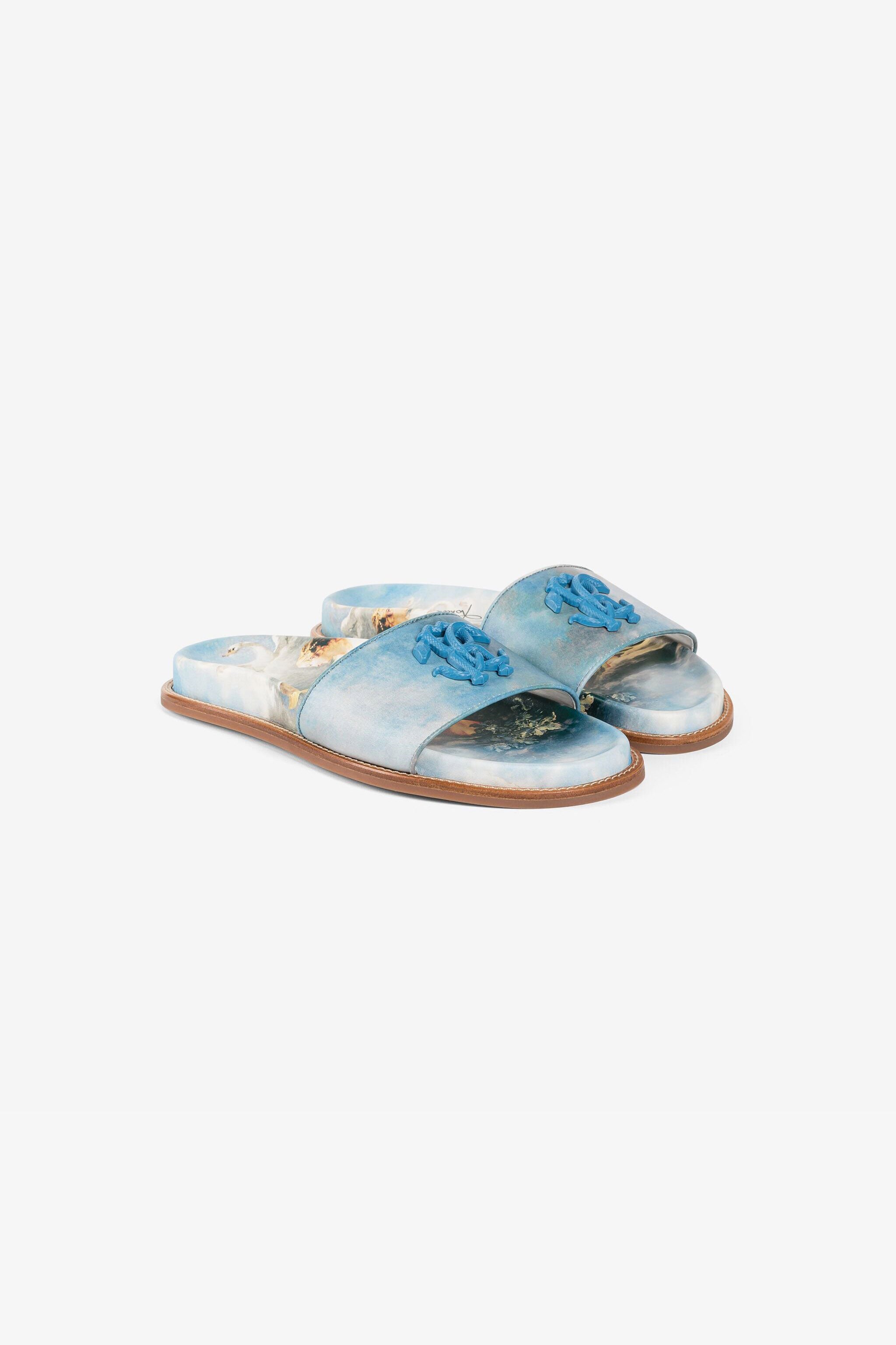RC Mirror Snake leather slides Light blue RYS003-PZG00