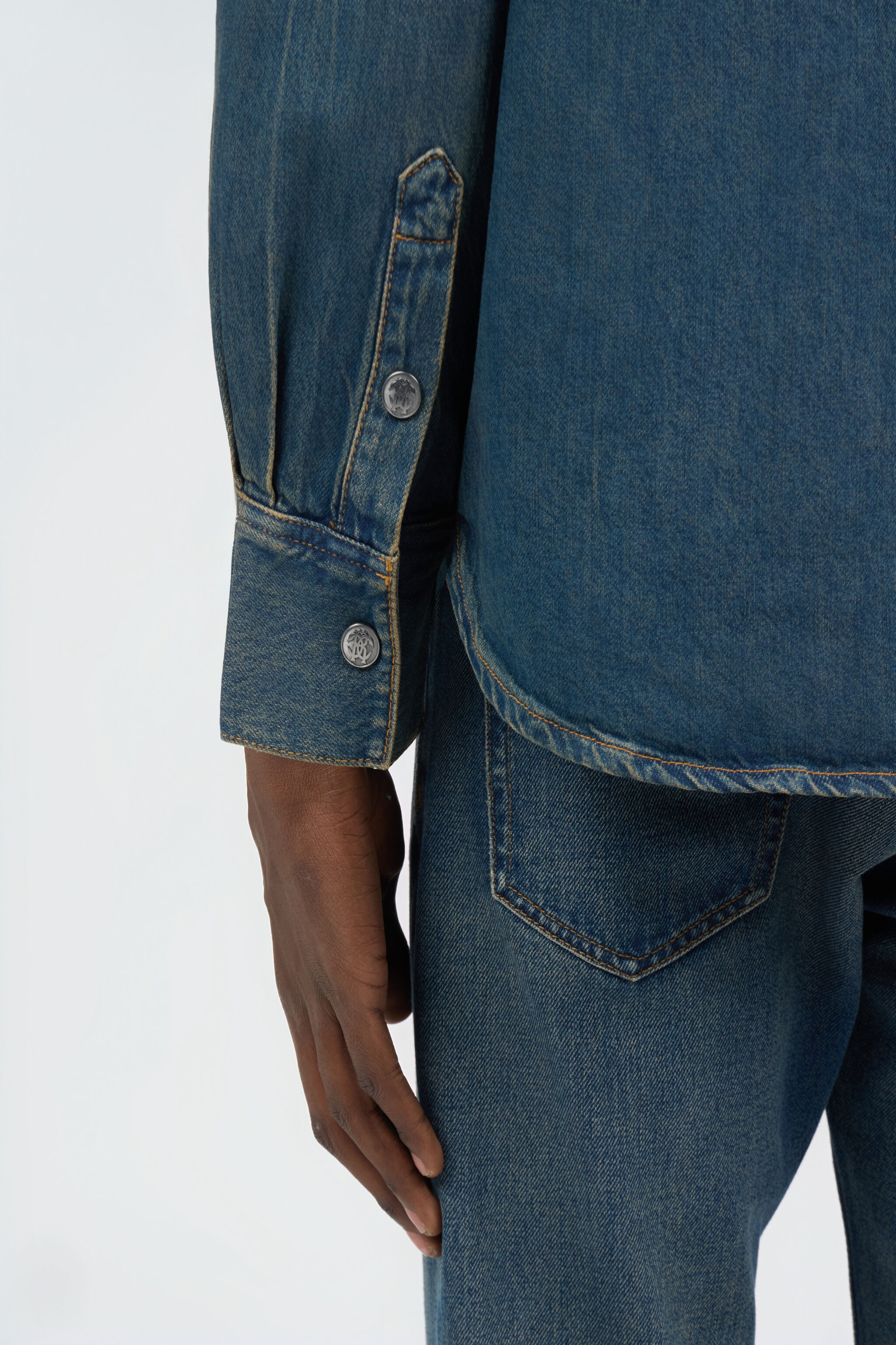 RC Chemise En Jean Bleu Avec Monogram RC DARK BLUE SOJ71A-DL005