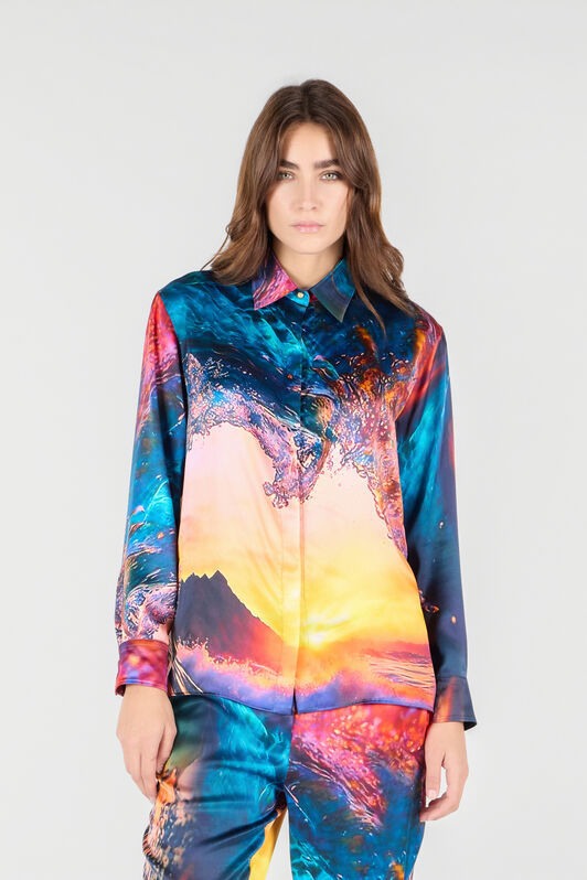 RC Female Silk Shirt Bleu/Orange UWT704-RYN98