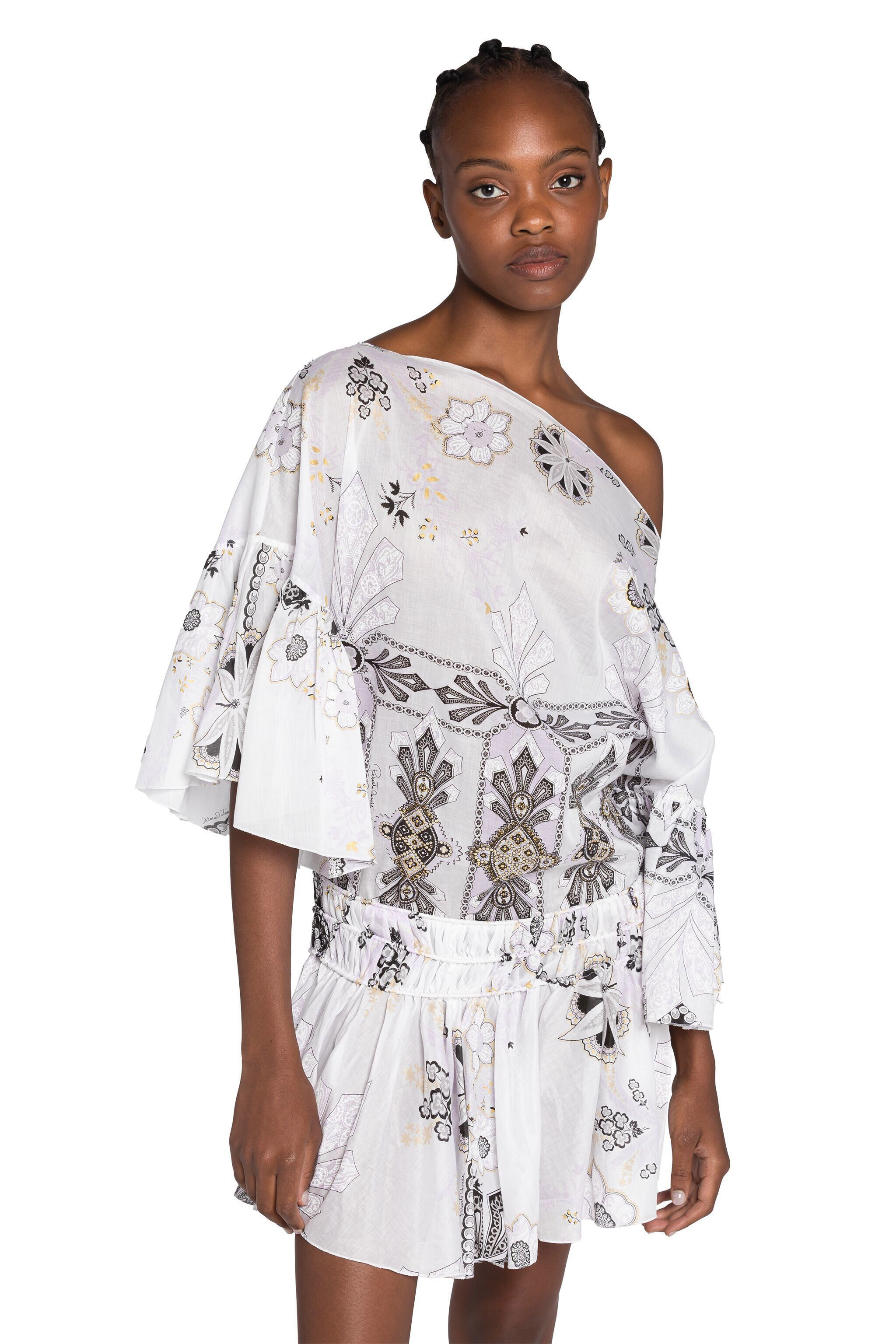 RC Abstract-Print Cotton Mini Dress LAVANDA 3TT107-WN021