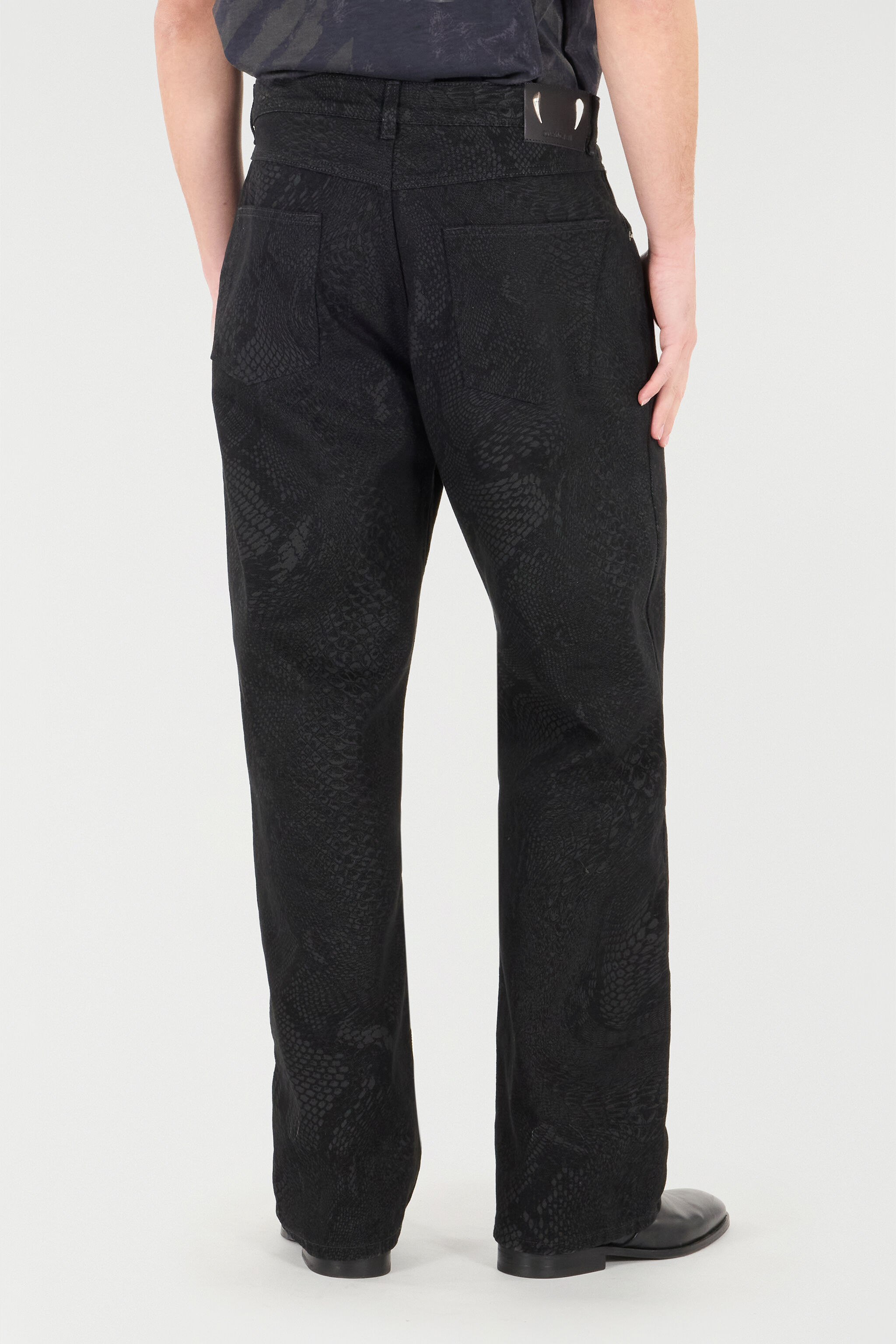 RC Pantalon À Imprimé Python Noir URJ210-4NN53
