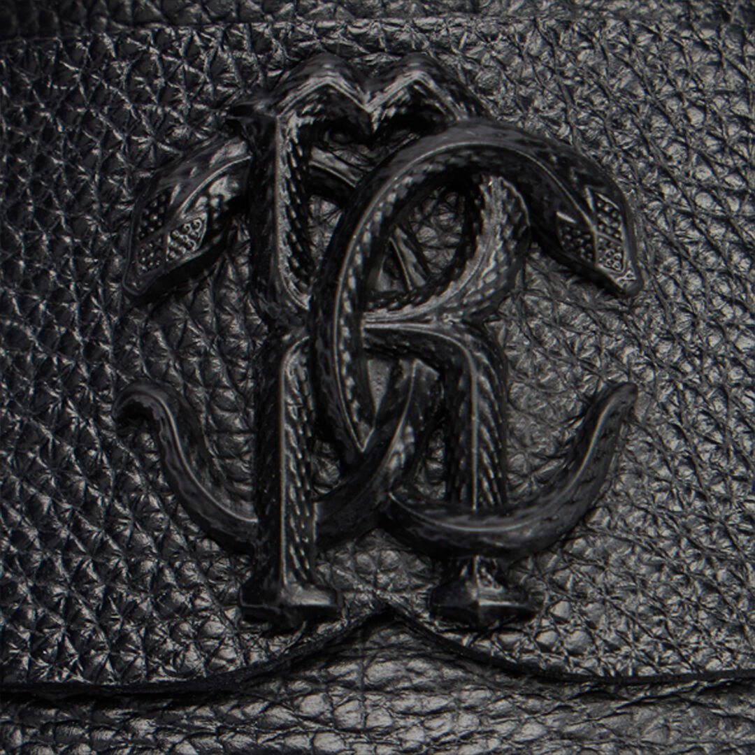 RC Schwarze Mokassins mit Monogram Mirror Snake BLACK VRS017-PZB04