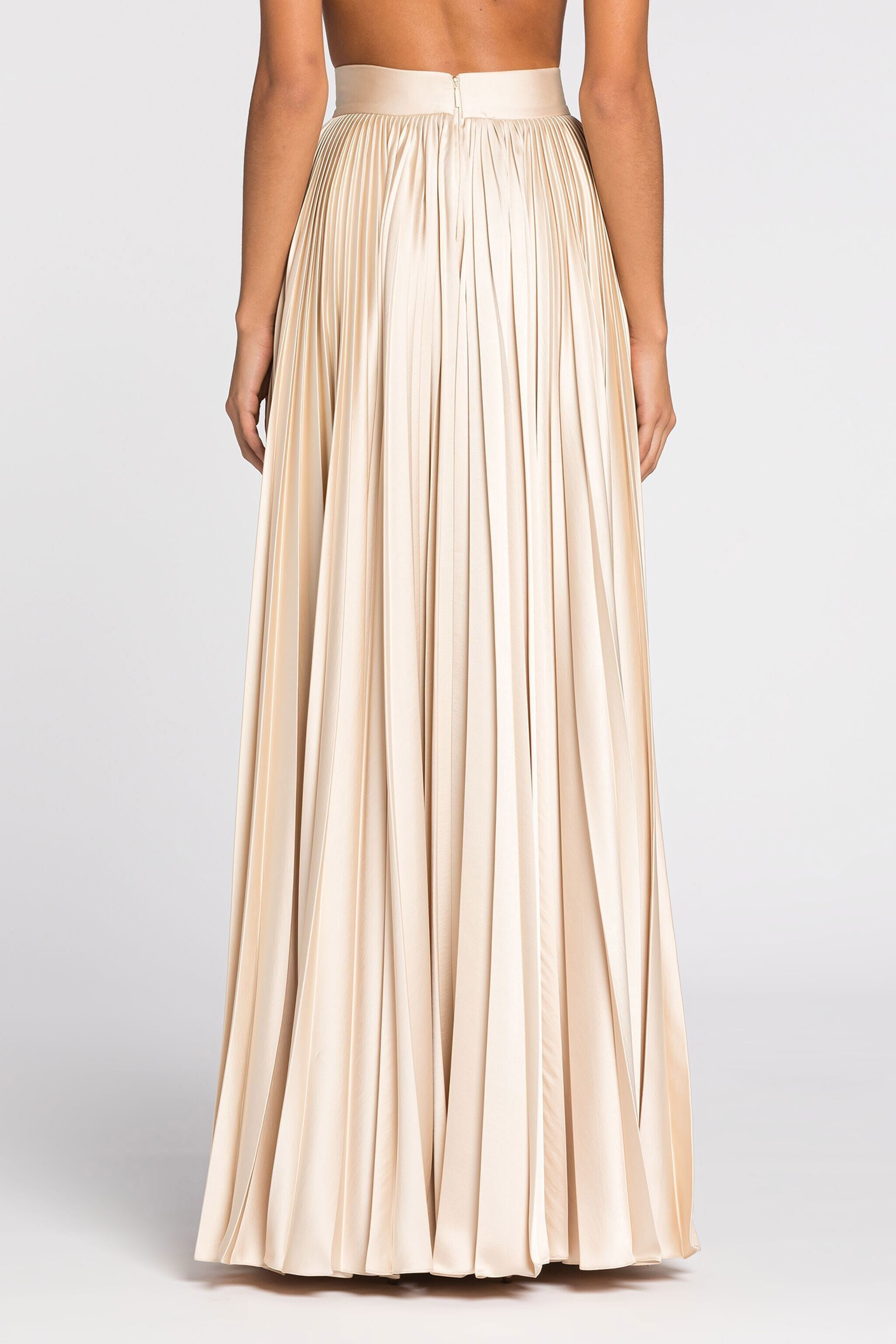 RC Jupe longue plissée ornementée Ivoire QWT309-RD034