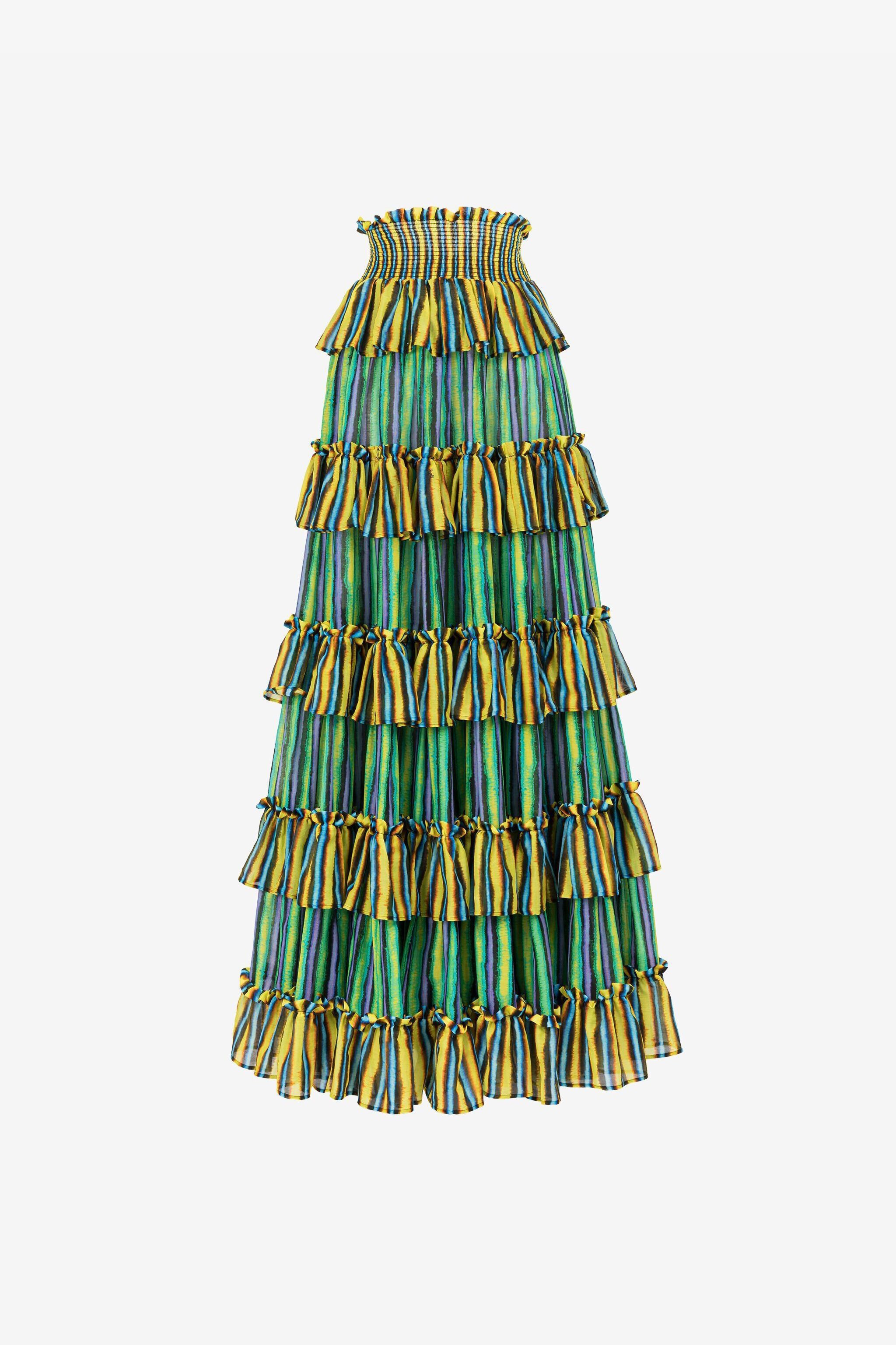 RC High-waisted striped maxi skirt VERDE QKT340-CDF55