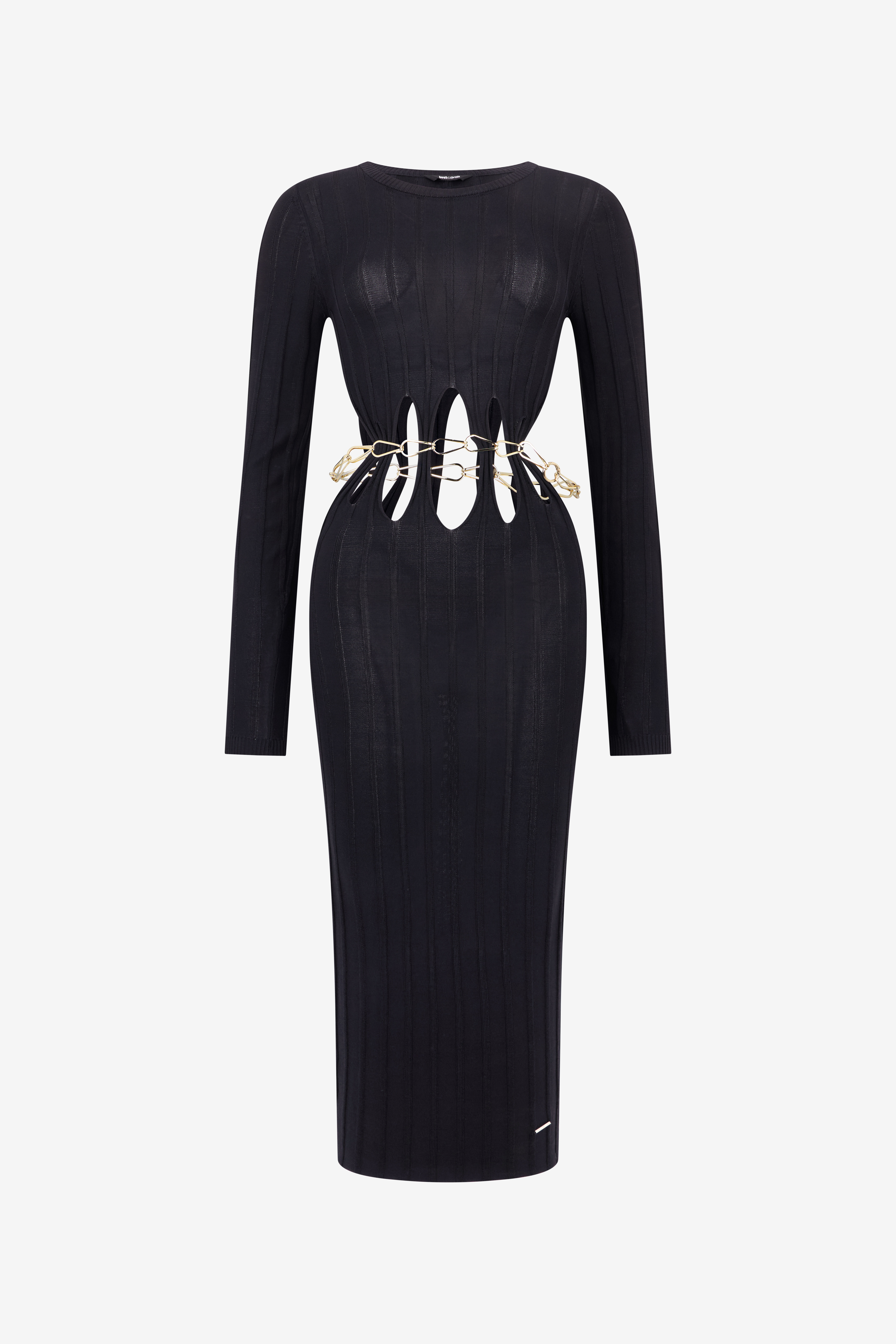 JC Vestido Midi Negro Con Detalle Cut-Out JC Vestido Midi Negro Con Detalle Cut-Out BLACK WFT291-WF689