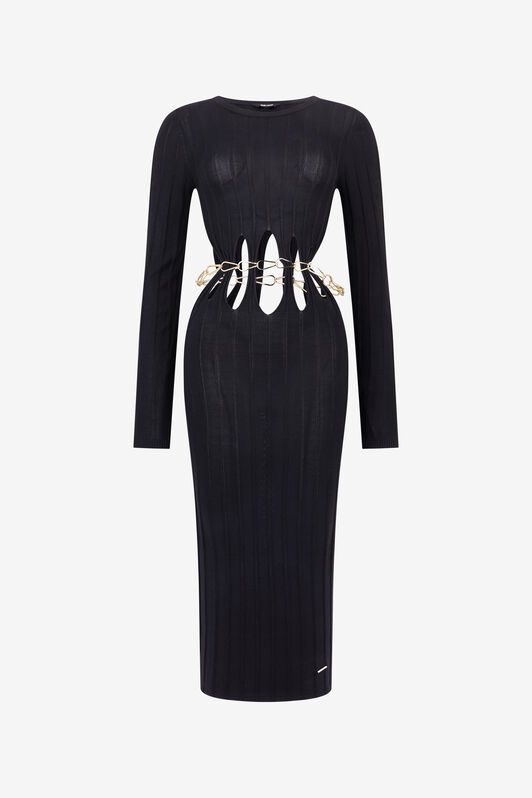 JC Vestido Midi Negro Con Detalle Cut-Out JC Vestido Midi Negro Con Detalle Cut-Out BLACK WFT291-WF689