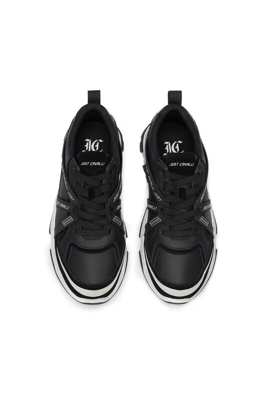 JC Black Chunky Leather Sneakers BLACK VFS060-VF518